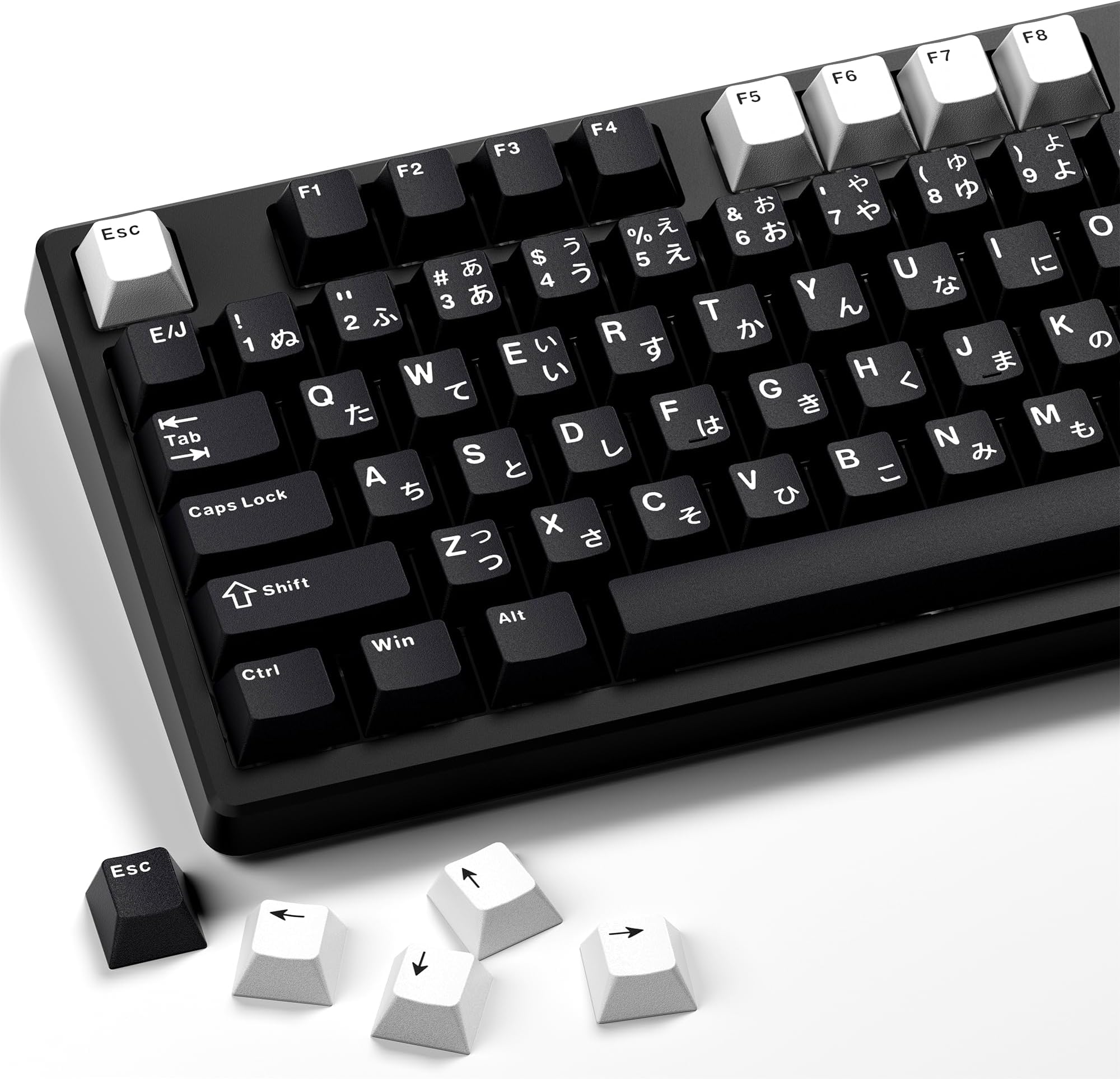 XVX Black Japanese Keycaps, Double Shot PBT Keycap Set, 146 Keys Cherry Profile WOB Keycaps Fit for Cherry Gateron MX Switches Mechanical Gaming Keyboard