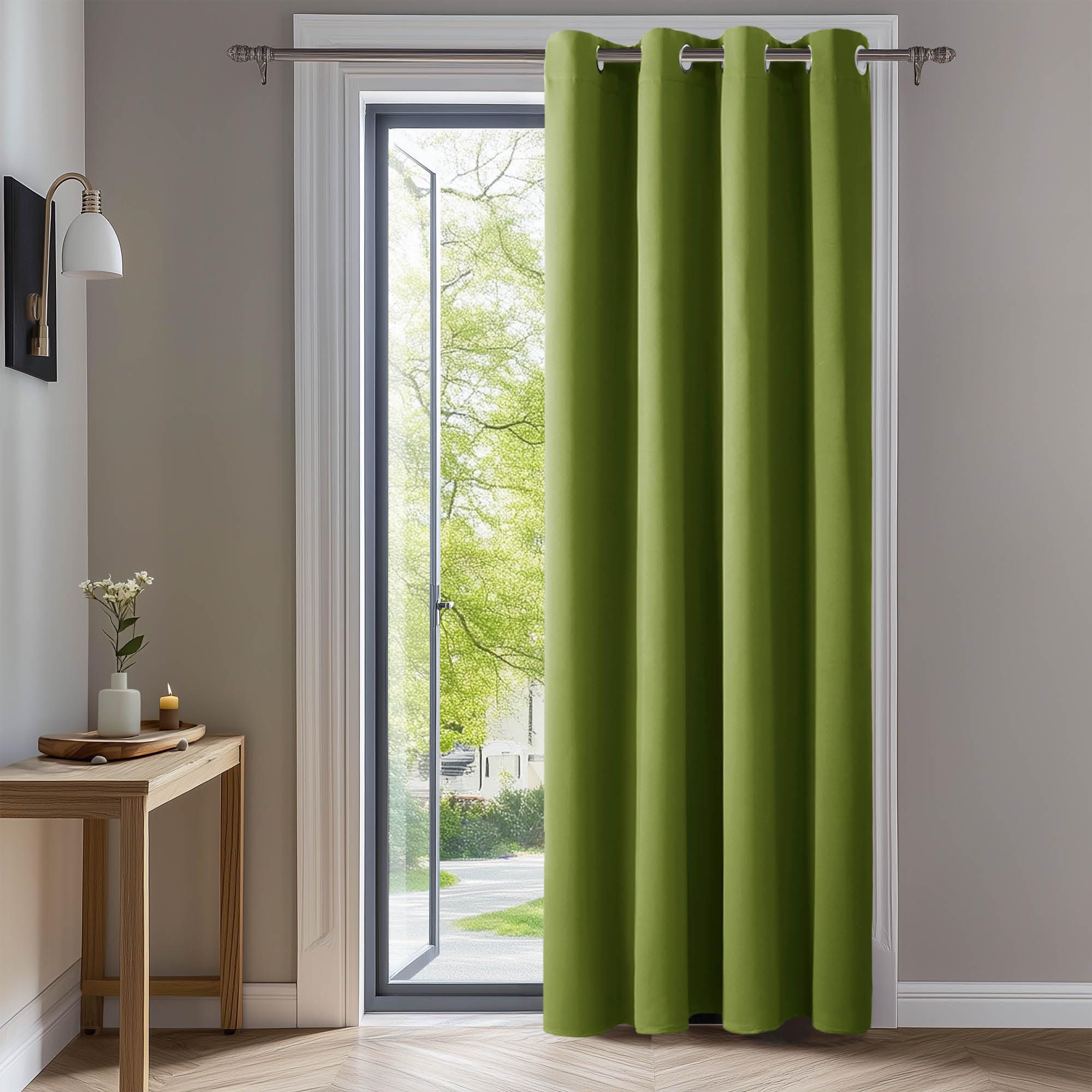 Deconovo Girls Green Door Curtain Eyelet Thermal Insulated Blackout Curtain For Bedroom 52"X 84" Grass 1 Panel