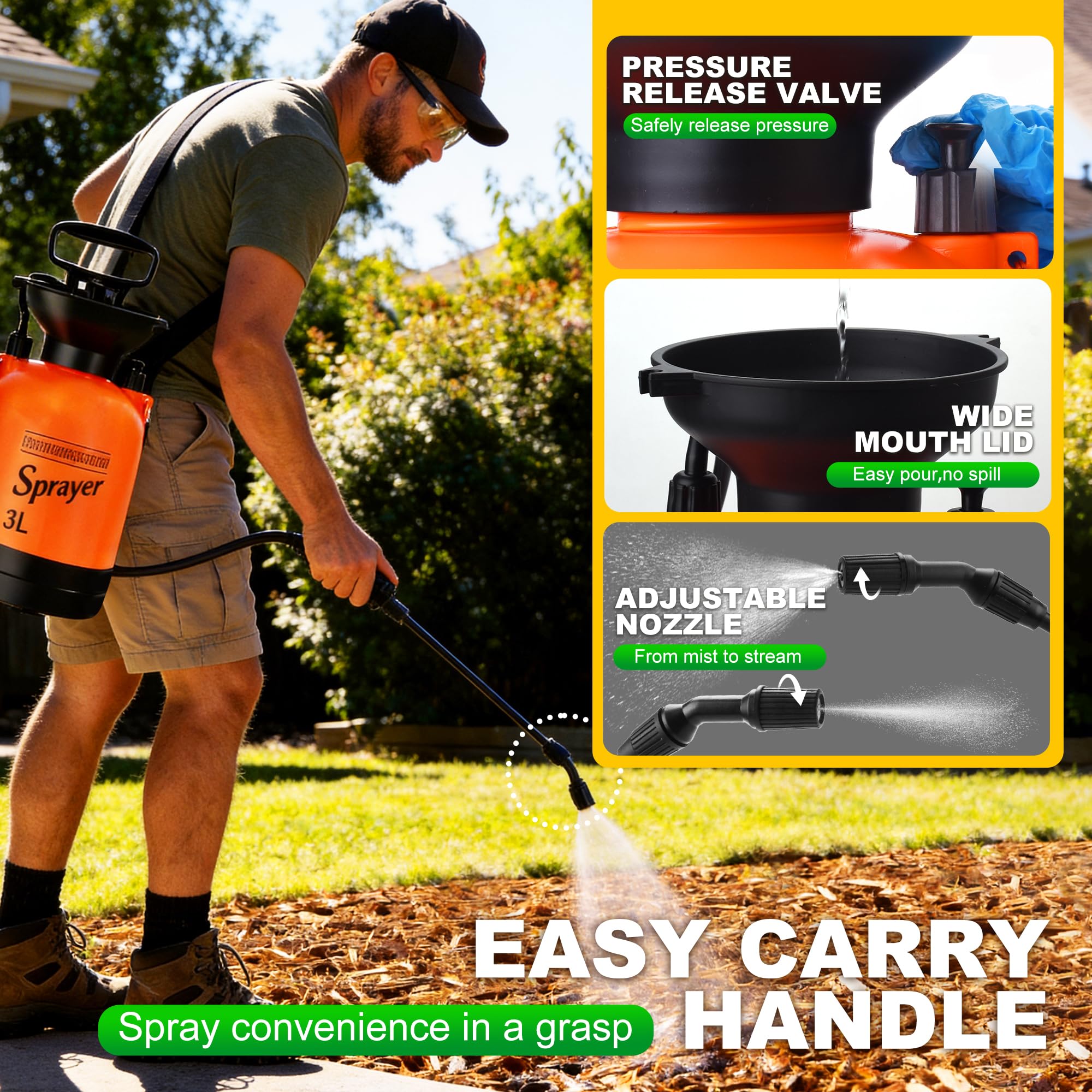 Rock Glue with Pump Sprayer, 5L/1.3 Gallon Mulch Glue for Landscaping, Strong Adhesion Fast-Drying Non-Toxic Gravel Binder for Rubber, Cobblestone, Dry Straw, Rock, Gravel, Wood Chips, Shells and Sand - 5