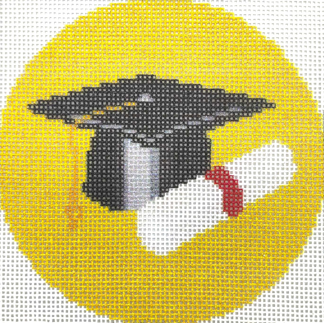 Howie's Needlepoint Needlepoint Canvas, 18CT Embroidery Stamped Patterns for Beginners or Advance, Printed Canvas(Graduation hat and Certificate,4x4inch)