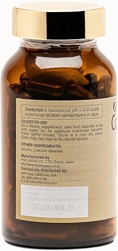 Miniatura 3 de FINE JAPAN Cordyceps - Cápsulas de hongos – Extracto premium de Cordyceps Militaris y Sinensis para beneficios óptimos para la salud, Cordyceps 100%