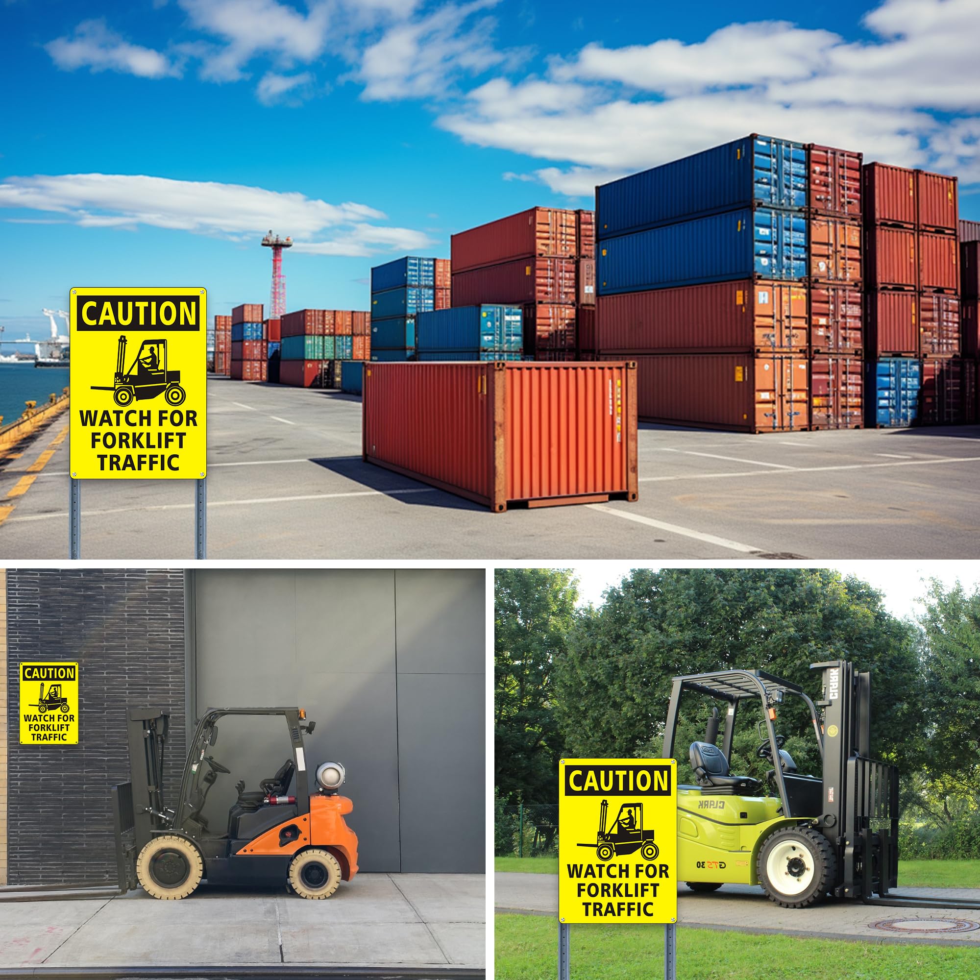 (2 Pack) Caution Watch for Forklift Traffic Safety Sign, 10 x 14 Watch for Forklift Reflective Aluminum Metal Signs Rust Free Waterproof and Easy to Install — Amazon image 4