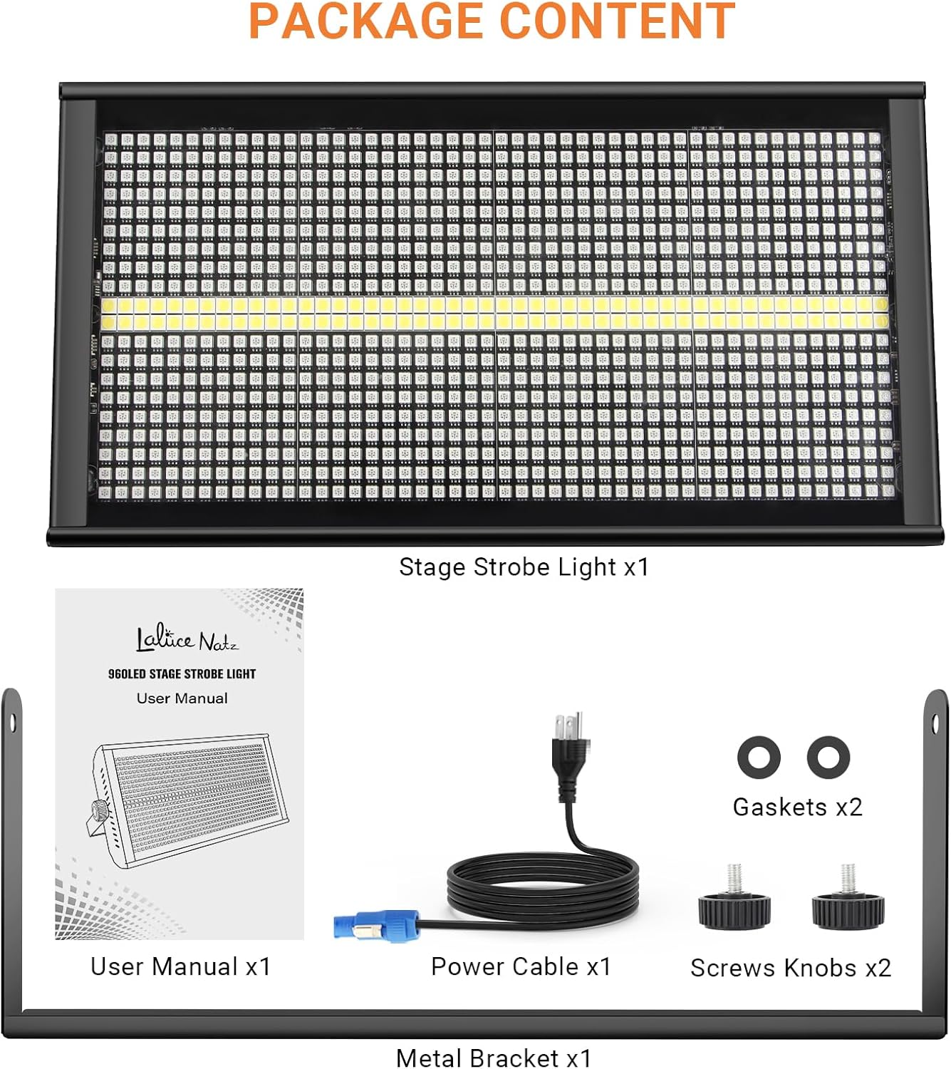 500W Stage Strobe Lights: 960LEDs RGBW 4IN1 - Metal Construction 135° Wide Coverage - Sound Activated Multi Modes - DMX & RDM Control - Great for Club Music Show Mobile DJ Wedding Party