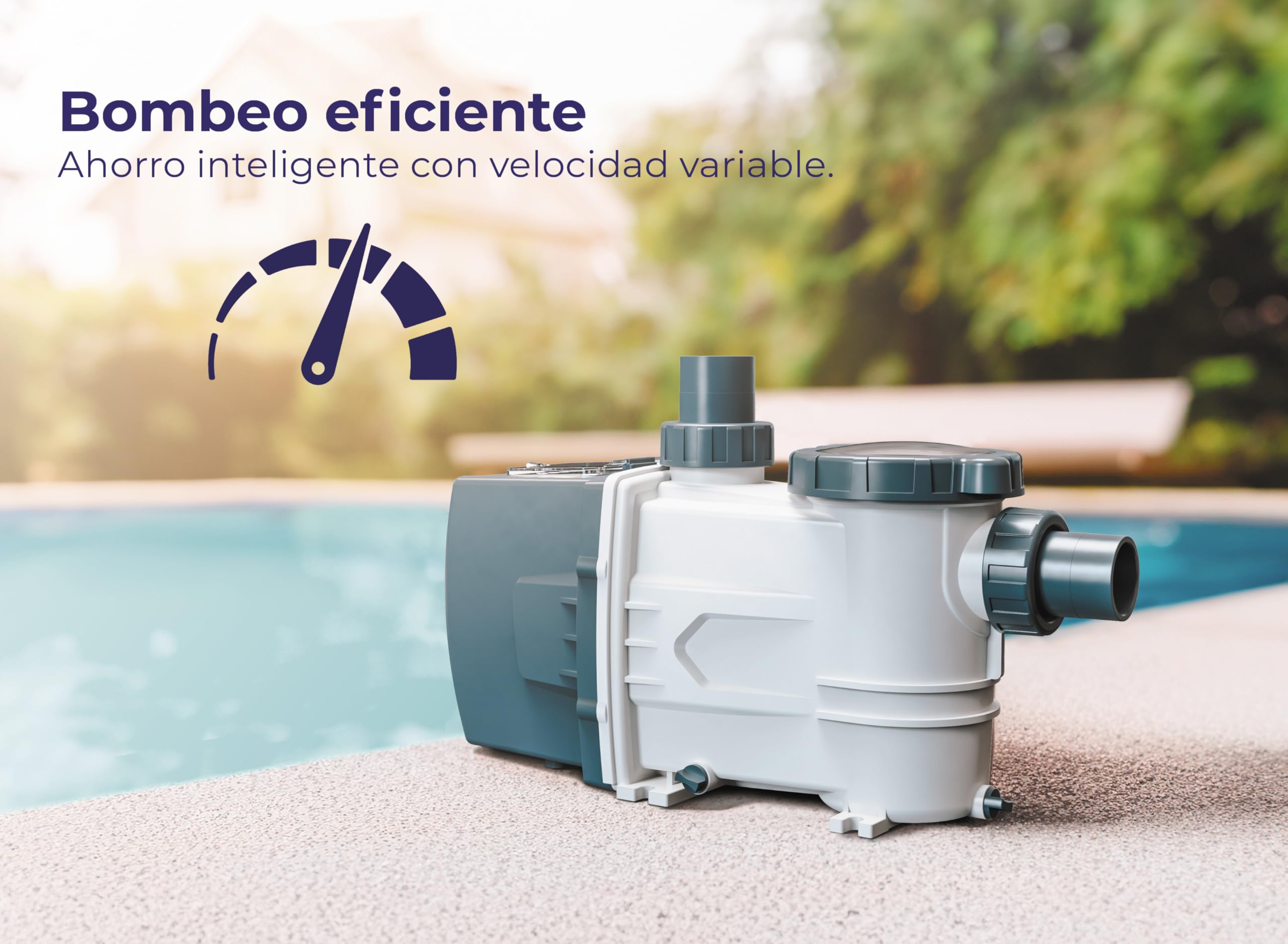 Bomba para Piscina de Velocidad Variable para Piscinas con un volumen de hasta 65m3. 750 W de Potencia y 4 Velocidades - Gre VSG75