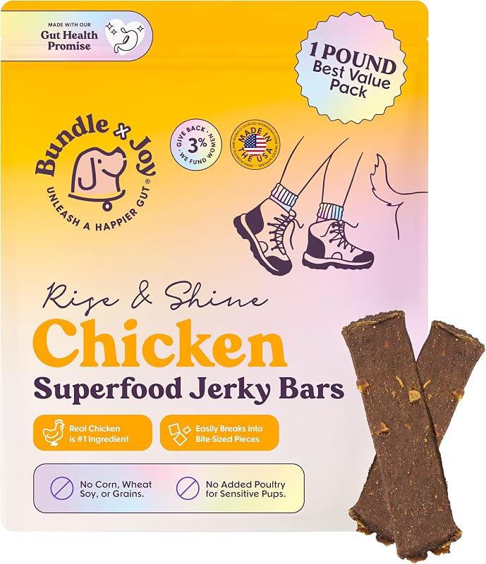 Petisco de Carne Seca de Frango para Cães Bundle x Joy com Superalimentos, Sem Grãos e Sem Carne Bovina, 454 g