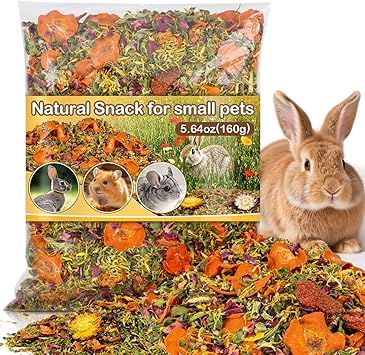 Sukh Natural Botanical Rabbit Treats - 160G Guinea Pig Treats Healthy Natural Mixed Freeze Dried Vegetable,Flowers & Fruit Hamster Treat for Bunny,Guinea Pig,Hamster,Chinchilla,Gerbil