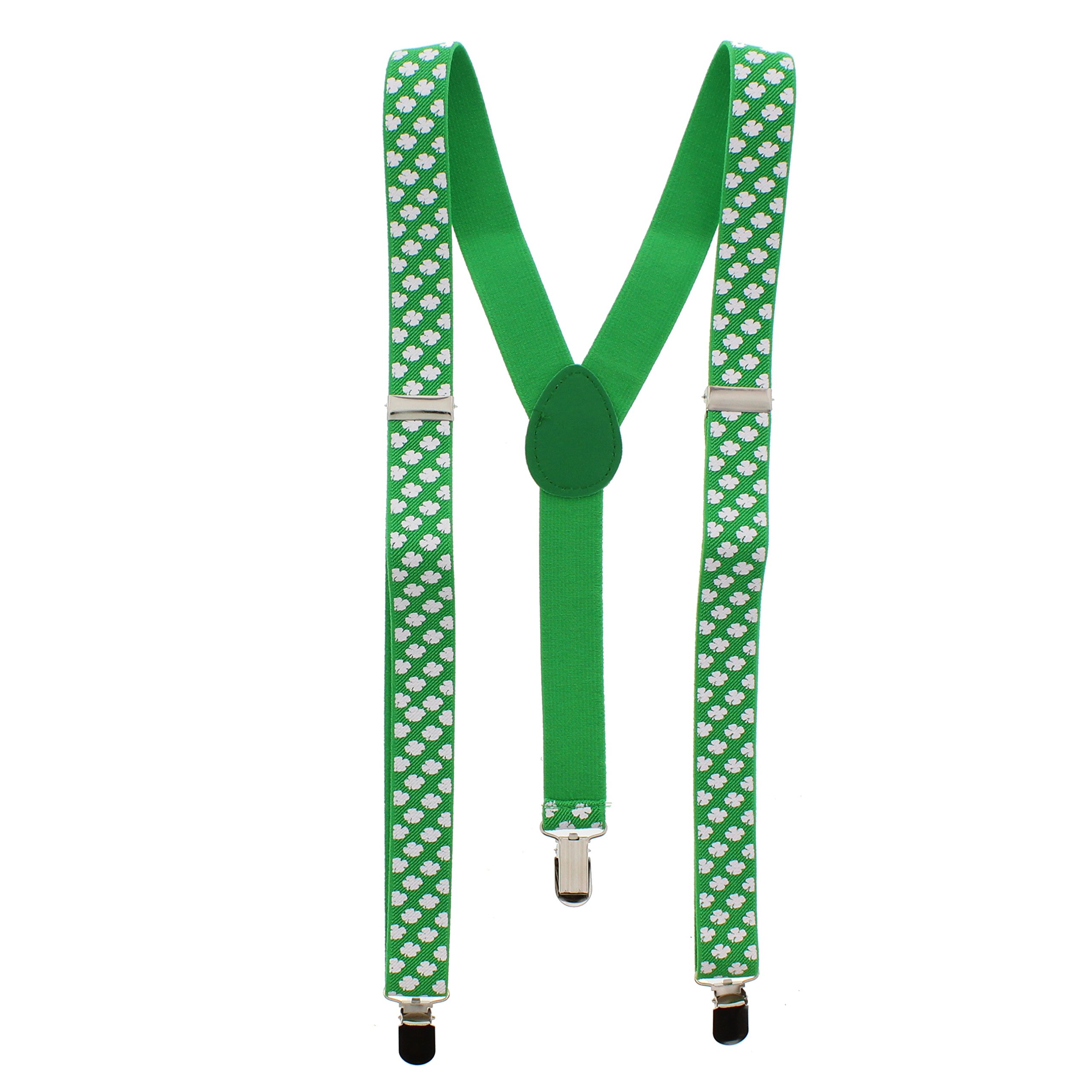 Zac's Alter Ego Men's Green Fancy Dress St. Patrick's Day Clover Leaf 2.5Cm Braces