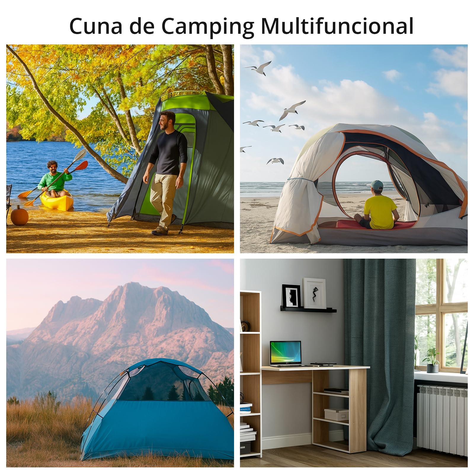 Anbte Cama de Camping Cuna de Acampada Ultraligera, Ajustable en Altura Soporta hasta 180KG, Cómoda Cama Plegable para Camping, Senderismo, Viajes, Camiones, Playa, Oficina, Negro