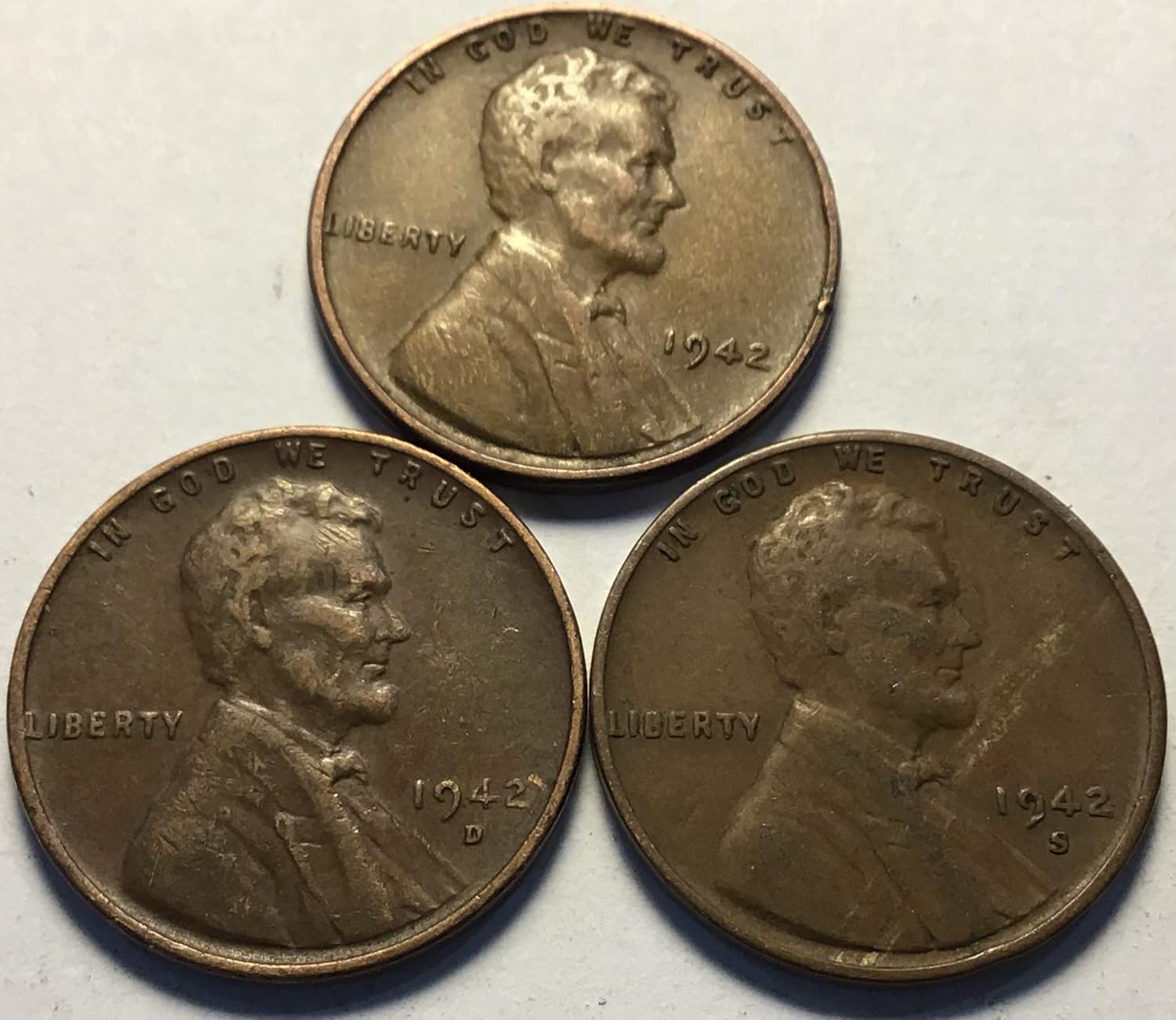 1942 P D S Lincoln Wheat Penny Cent PDS set Penny Seller Fine Thumbnail
