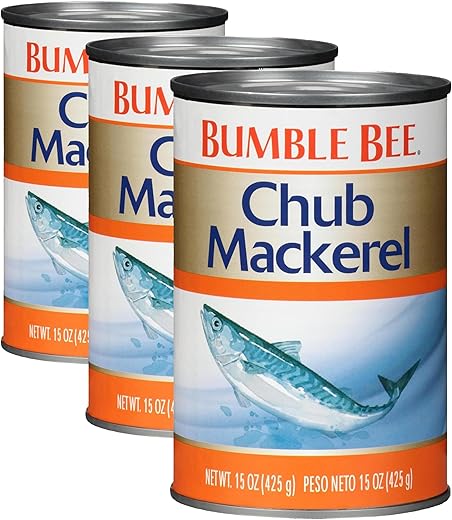 Bumble Bee Chub Mackerel, 15 oz Can - Canned Mackerel Fish, High Protein Keto Food, Gluten Free (Pack of 3)
