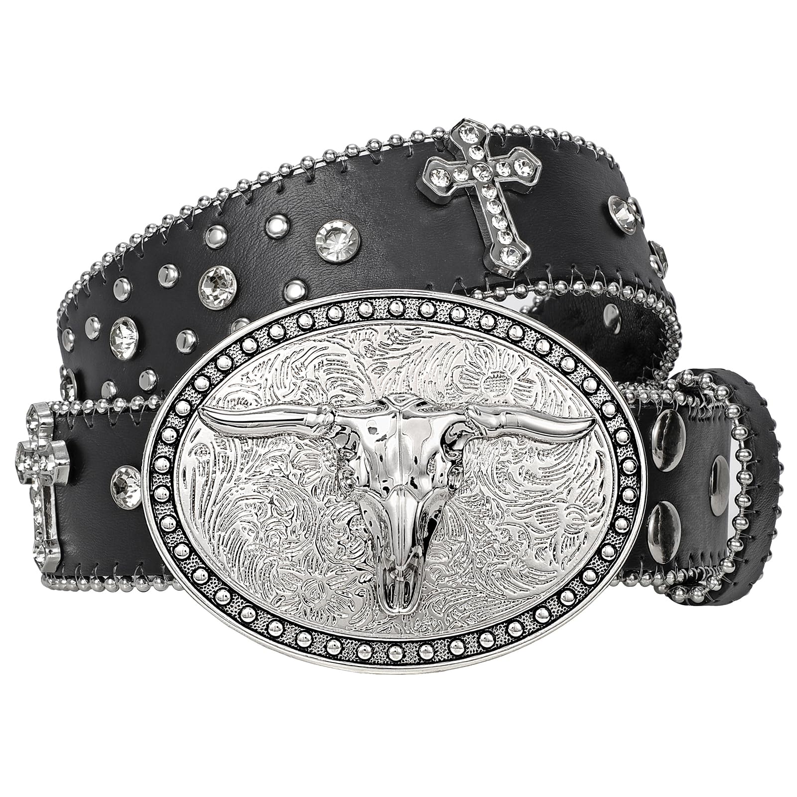 BELTROAD Cowboy Cowgirl Belts for Women Men Western Belts Punk Goth Belt PU Leather Belt With Western Buckle