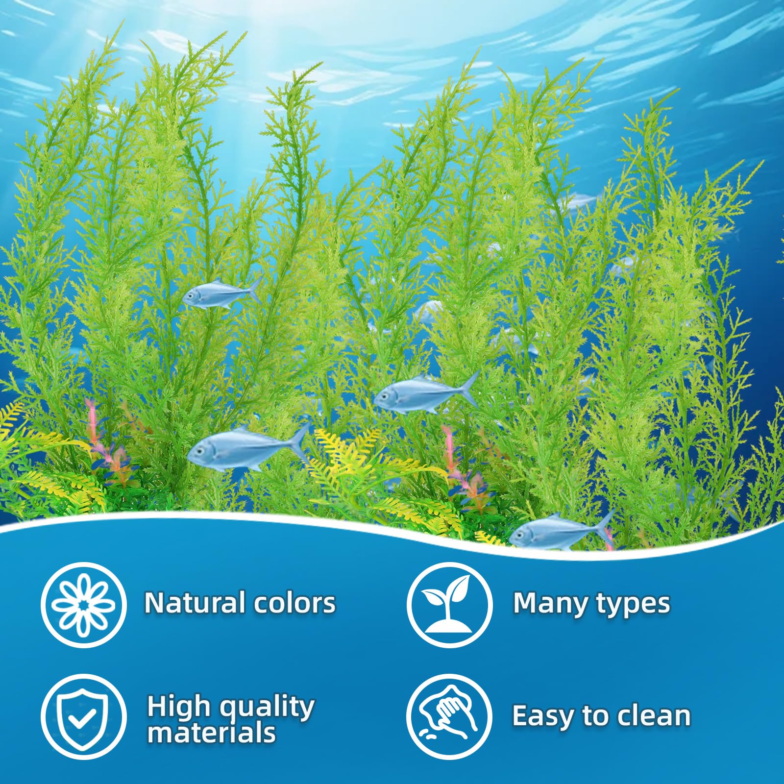Decorazione per acquario, 4 grandi piante per acquario, piante artificiali per acquario, 4 pezzi da 32 cm di lunghezza, piante verdi per acquario, piante da acquario in plastica per acquari