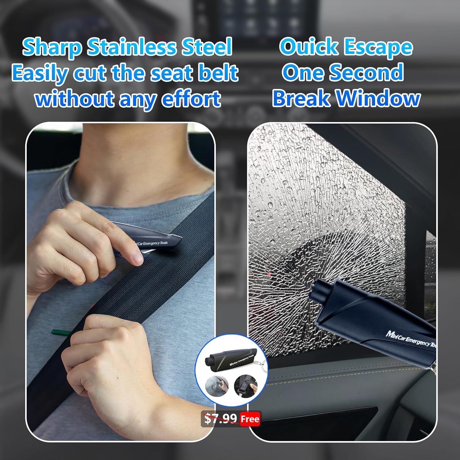 Seat gap filler Compatible with Toyota RAV4.Deeper Than Standard Retail Models(7.5cm)|Added Cup Holder (2 Fixed Points) + Hooks + Charging Cable Port |2pcs Black| Free Window Break Hammer 1pcs|