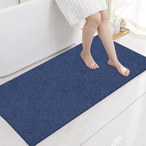 Tapetes de ducha extra grandes antideslizantes, 17.1 x 59 pulgadas, tapetes de baño de lufa de PVC, tapetes de lufa para ducha y baño, secado