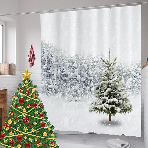 Miniatura 28 de Juego de cortinas de ducha de 72 x 72 pulgadas con 12 ganchos, cortina de ducha de tela de poliéster impermeable para decoración del hogar y baño