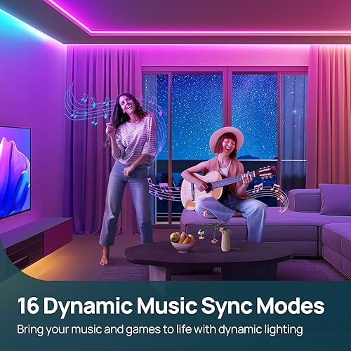 Miniatura 4 de Linkind Tira de luces LED RGB de 10 pies, tira de luz inteligente que funciona con Alexa y Google Home, control de aplicación, sincronización de