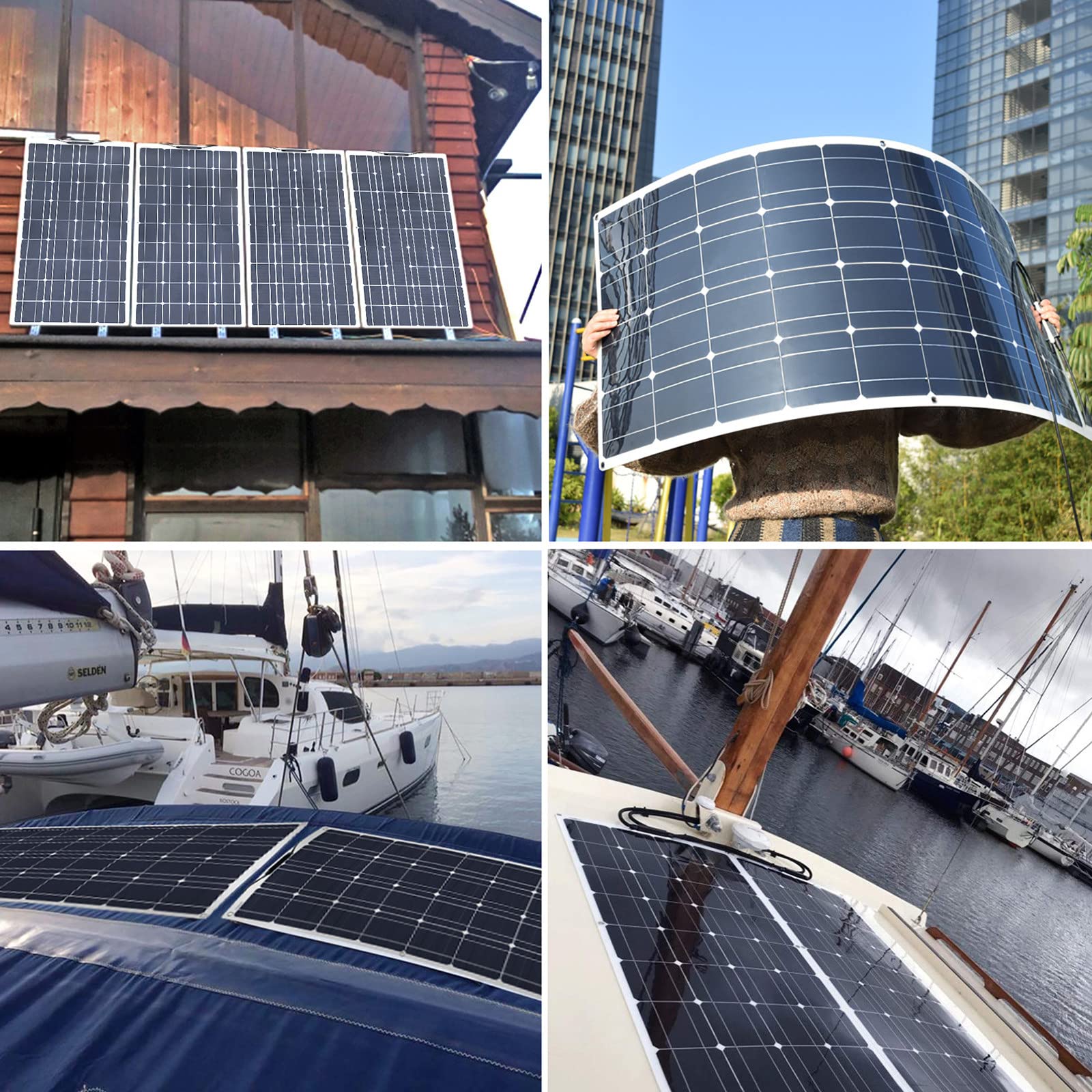 Kit Pannello Solare 18V 400W, 2 Pezzi Pannello Solare Flessibile Monocristallino Ad Efficienza off-Grid con Regolatore 30A/40A/50A/60A, per Tetto Camper Barca Auto 40A