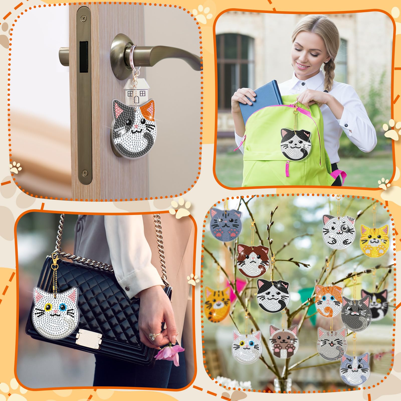 Amazon.com: Frienda 24 Pcs Cat Diamond Painting Keychains Kit Cute