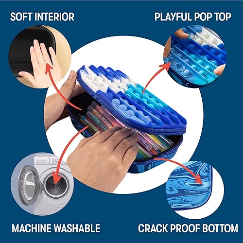 Miniatura 3 de ZIPIT Estuche de Lápices POP para Niños, Estuche de Lápices Fidget Sensorial de Silicona para la Escuela, Caja Organizadora de Papelería de Gran
