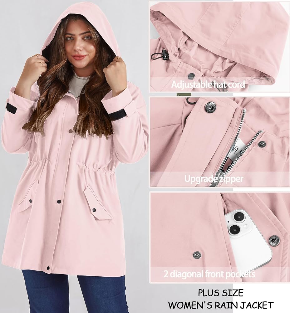 Amazon.com: Hanna Nikole Plus Size Womens Waterproof Raincoat