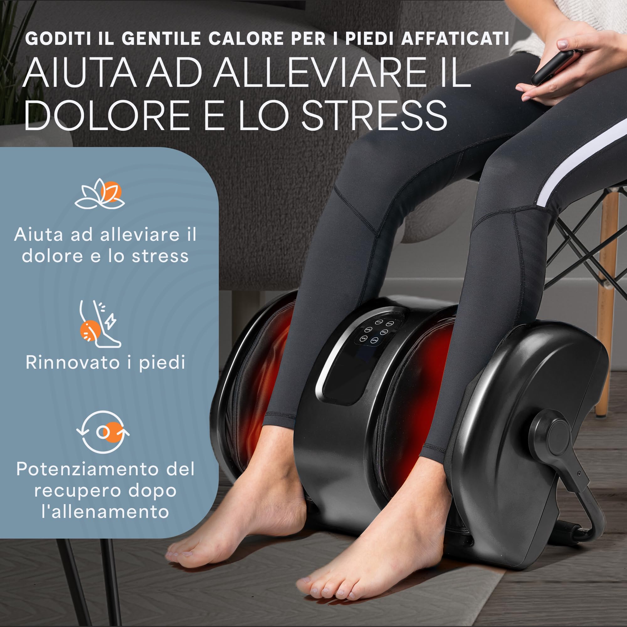LifePro Shiatsu Massaggiatore per piedi con calore | Massaggio impastante profondo | Massaggiatore elettrico per piedi per gambe, polpacci, piedi, caviglie con rullo gratuito