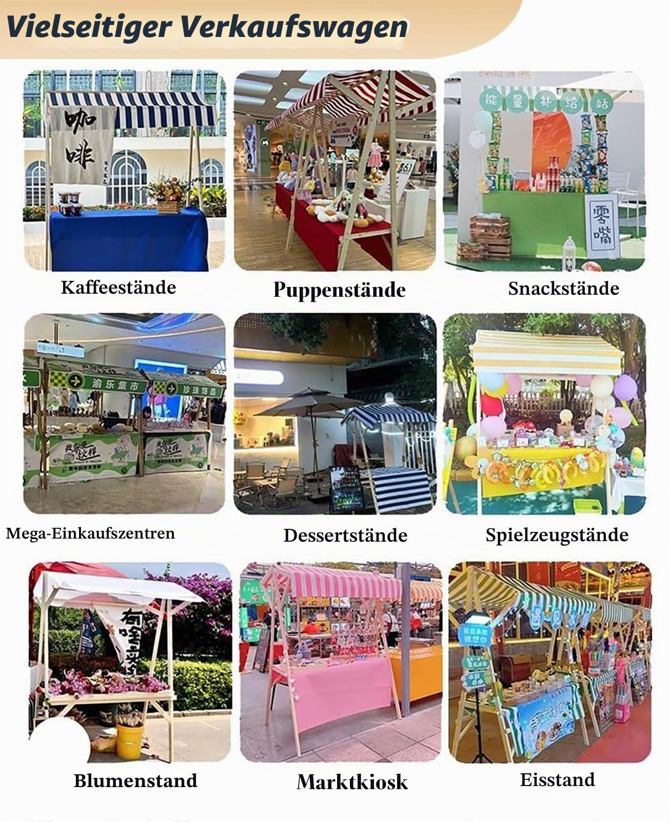 Faltbarer Verkaufsstand für den Außenbereich, Bauernmarktwagen für Hotdog-Konzessions- und Bastelshows