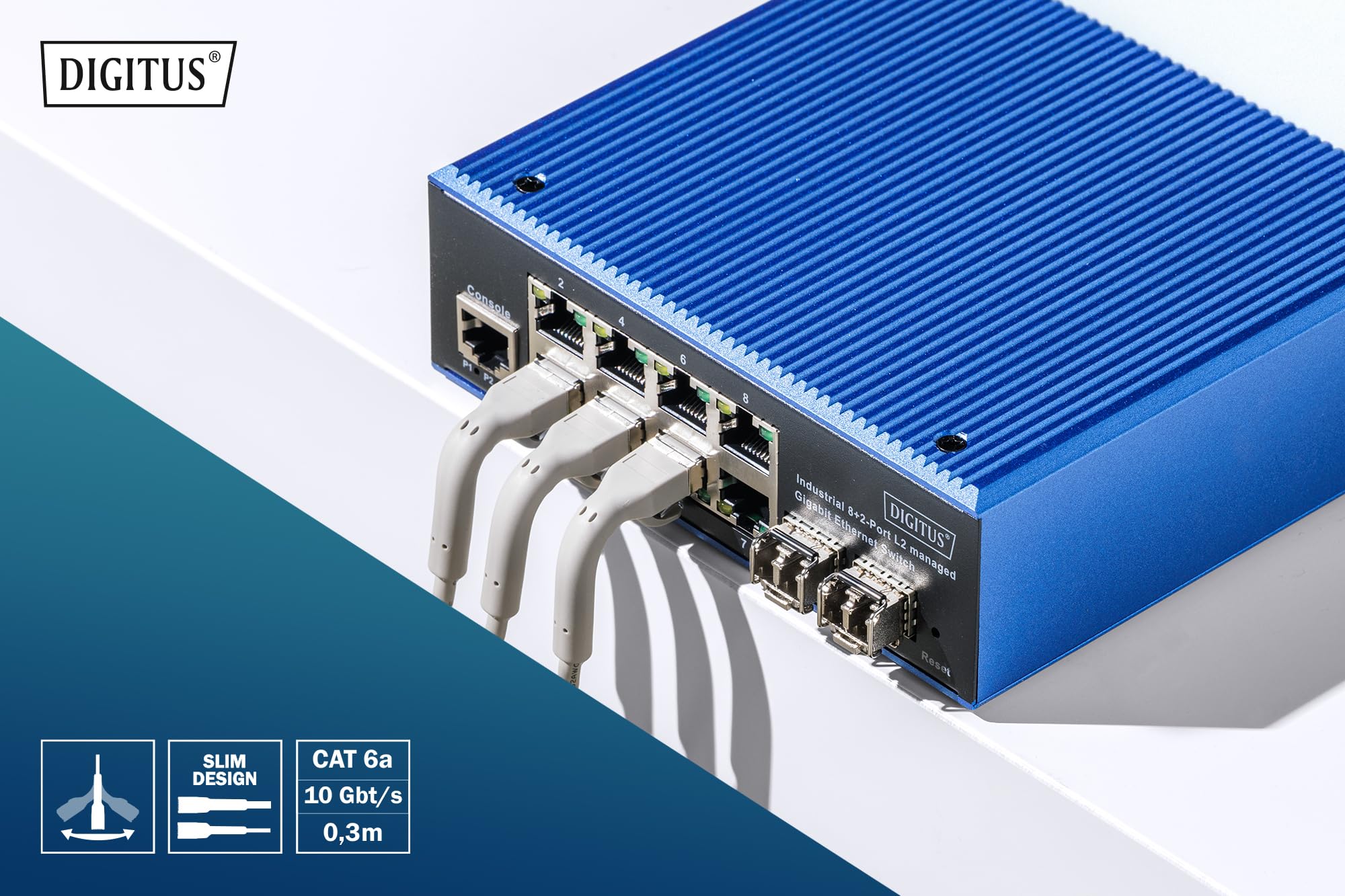 DIGITUS Cavo LAN Cat 6A – 1,5 m – 10 pezzi – 10 Gbps – connettore flessibile – versione slim AWG 32-7 – cavo di rete RJ45 – F-FTP – PoE+ – LSZH – compatibile con Cat7, Cat6, Cat5e – grigio