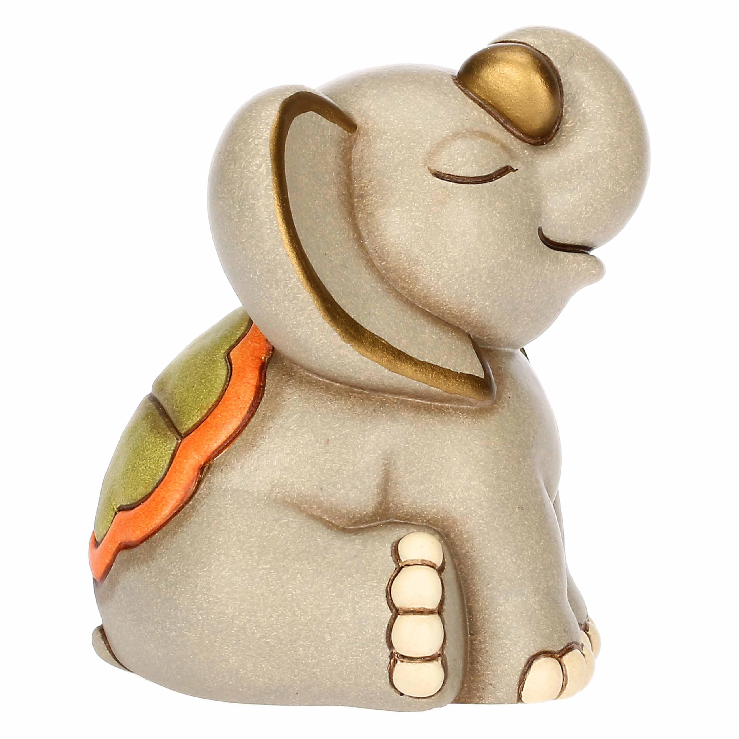 THUN, Elefante Elly in Ceramica Decorata a Mano, Versione Piccola, 7.5 x 7.3 x 8.6 cm h