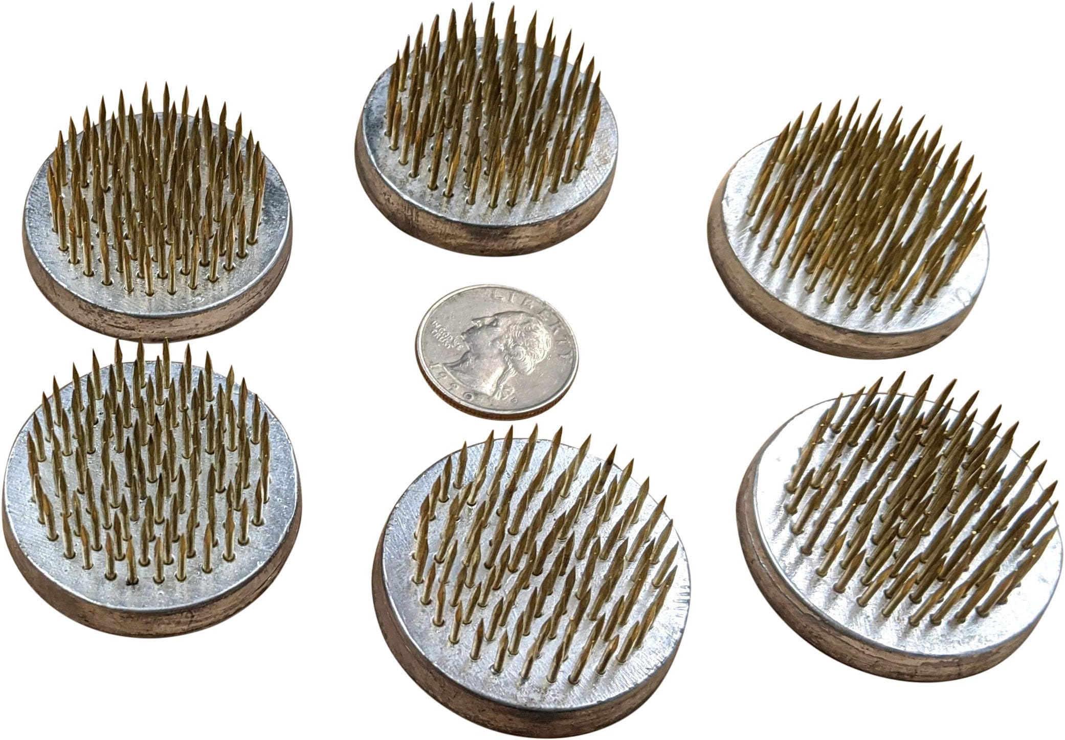 JWL HAWNKOA PRODUCTS Heavy Duty 46mm (1.81") Kenzan Ikebana Flower Arranger Holder Pin Frog Brass pins (6 Items)