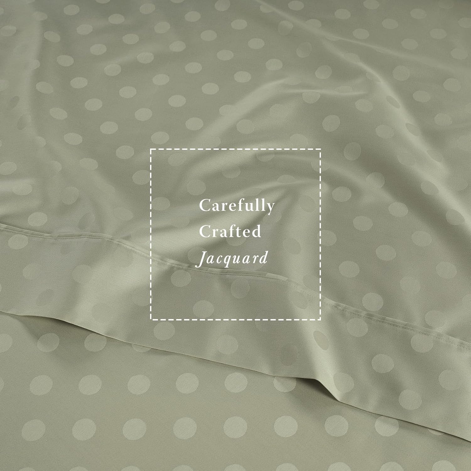 Threadmill Cotton Queen Sheet Set | 100% Cotton Sheets for Queen Size Bed | Damask Jacquard Queen Bed Sheets Set with 16” Deep Pocket | Soft Sateen Weave 4-Piece Cooling Bedding Set | Sage Green - Image 6