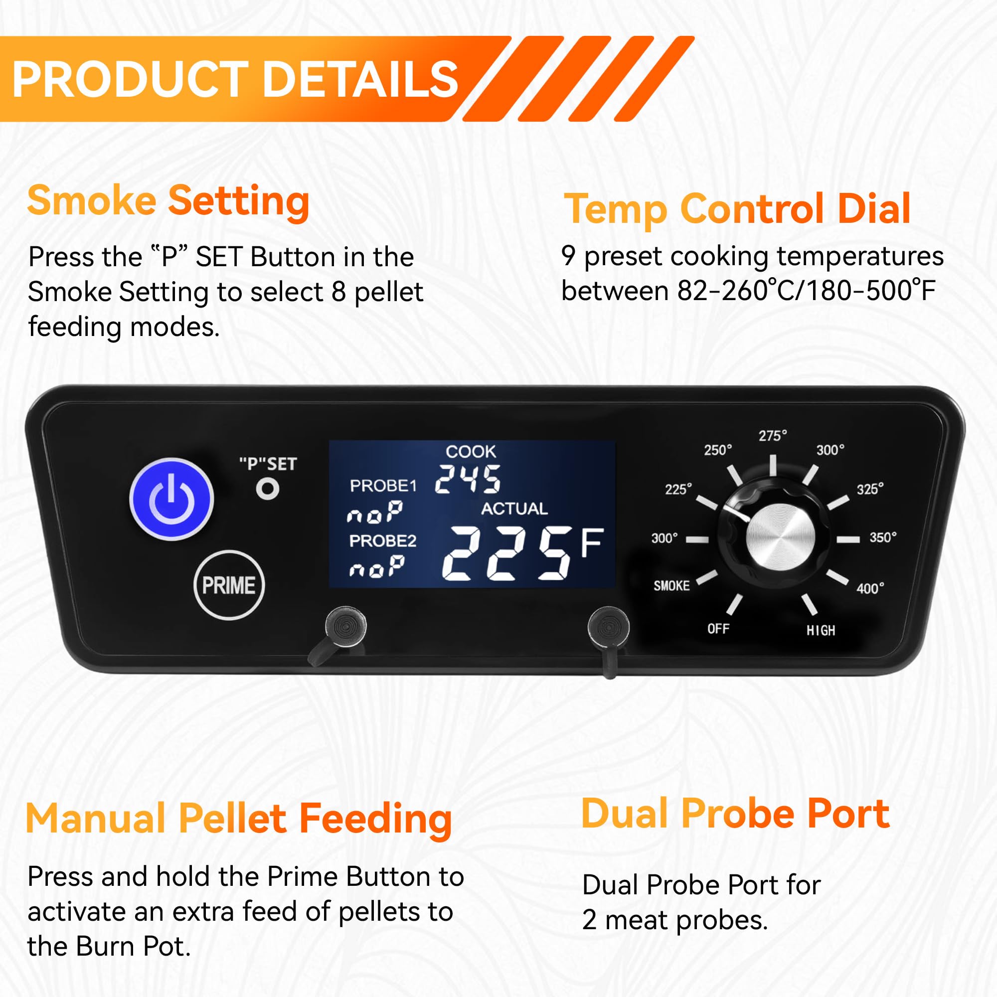 Pantalla LCD de termostato digital compatible con Pit Boss Wood Pellet Grill/Smoker Pit Boss Accesorios Termómetro Austin XL Partes Tablero de control de piezas Sondas de carne de repuesto, sensor de