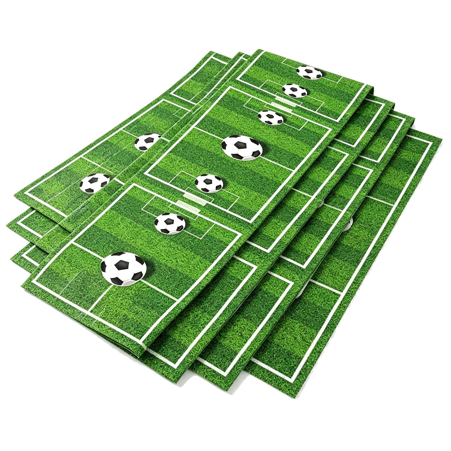 Football Pitch PE Disposable Table Runner, 35×180cm Grass Print Table Cover for Sports Theme Birthday World Game Party Decorations Pack of 5