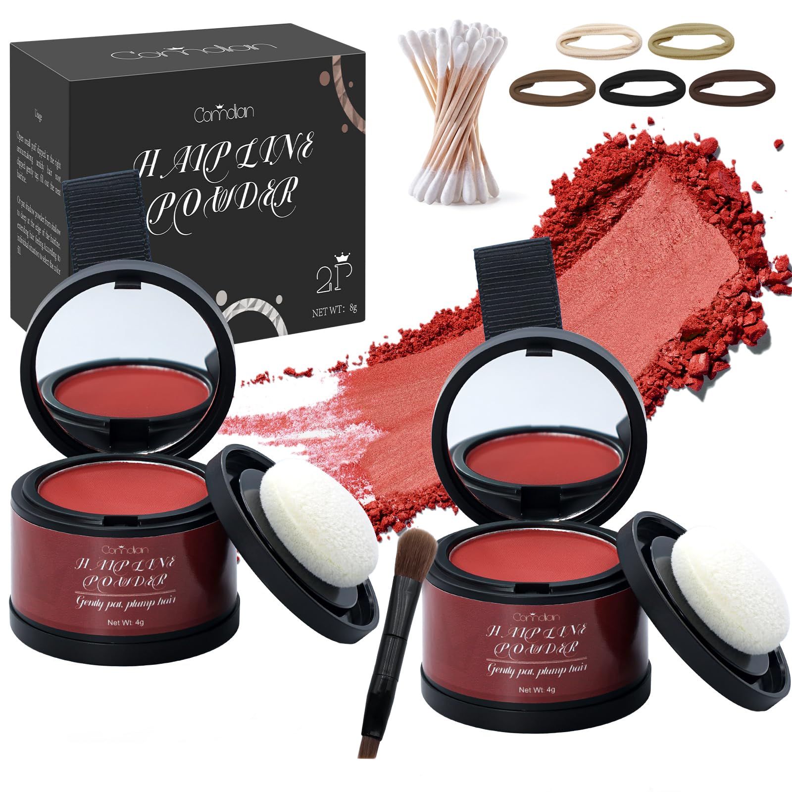 2 Pack Hairline Powder for Women and Men, Used to Root Touch Up Hair Color, Thinning and Gray Hair Coverage and Bald Spots Coverage, Red