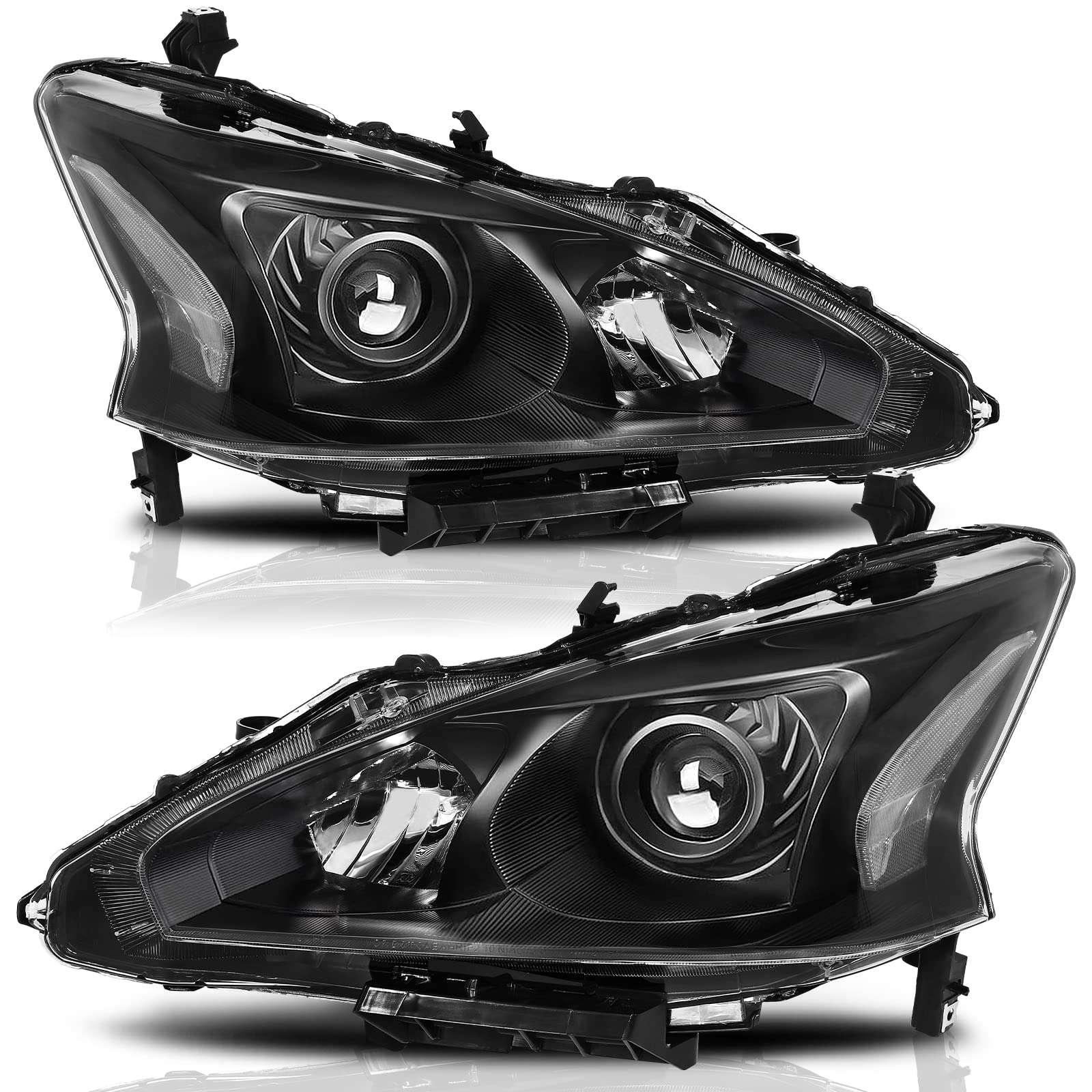 Photo 1 of Headlight Assembly Compatible with 2013 2014 2015 13 14 15 2013-2015 Nissan Altima front light headlamp (Black housing and Clear Reflector) Black Housing Clear Reflector Black Housing