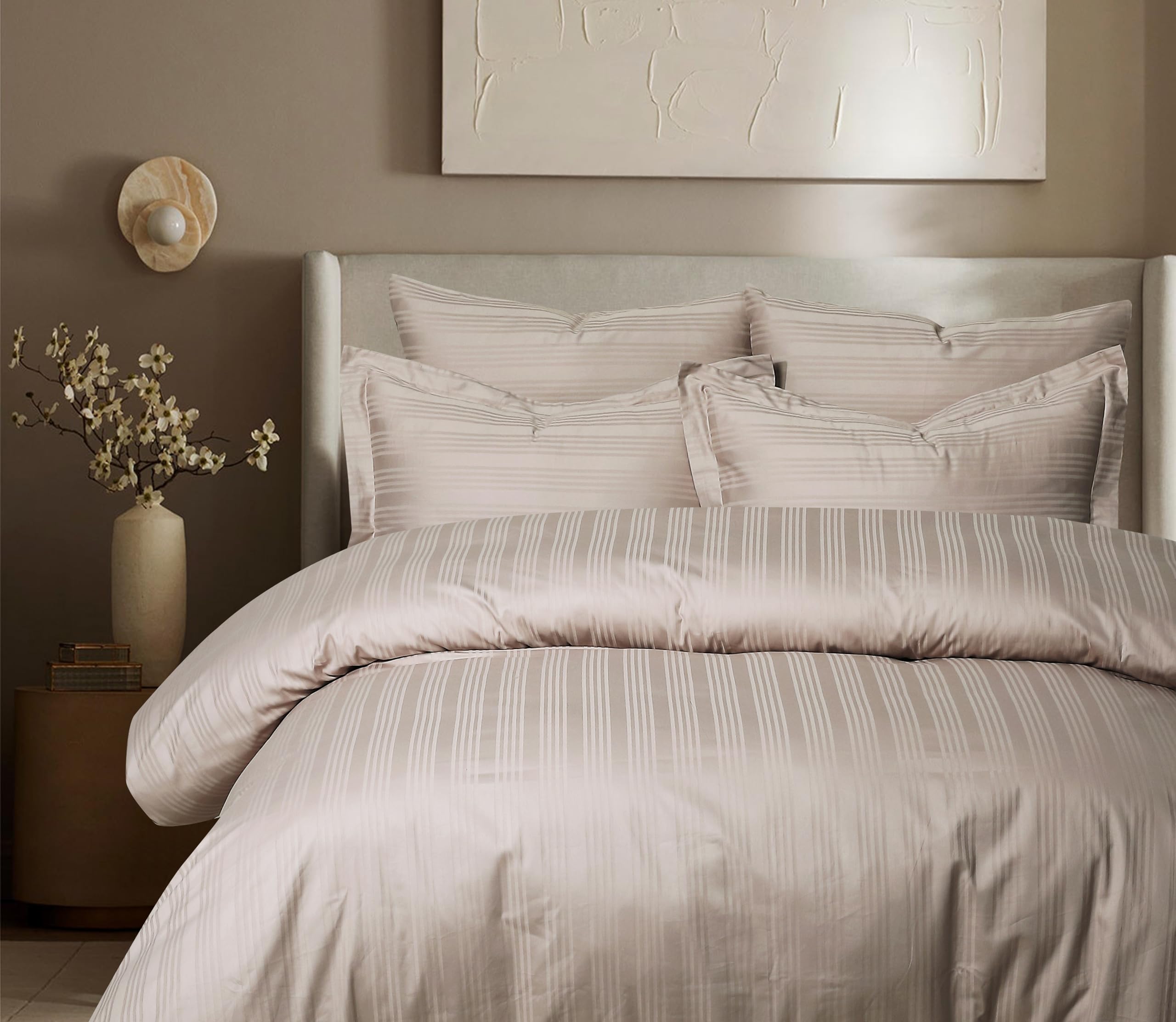 BEROEA LUXURY HOME TEXTILE Luxurious Hotel Comforter Set with Removable Duvet Cover, 250 Thread Count Cotton 100%, King size, Very Soft & Durable Cotton Bedding set (Gold)