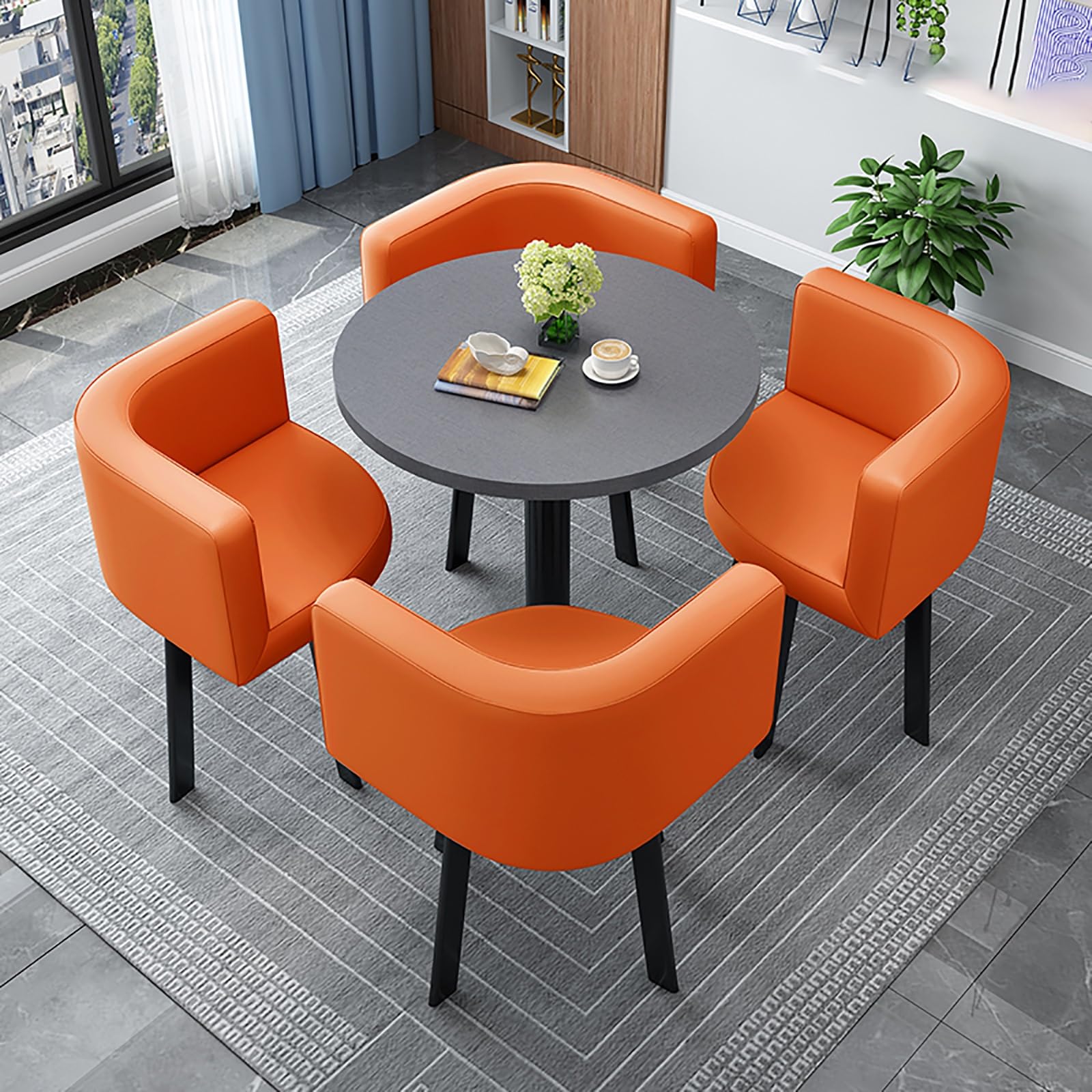 AYCDL Round Dining Table Set for 4 with Chairs - for Coffee Shops Milk Tea Shops or Living Rooms - Stylish Conference Coffee Table,StyleV