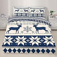 Vista 1 de Juego de funda de edredón nórdica de Navidad, estilo nórdico, copos de nieve, juego de ropa de cama con ciervos de Navidad, funda de edredón Navidad