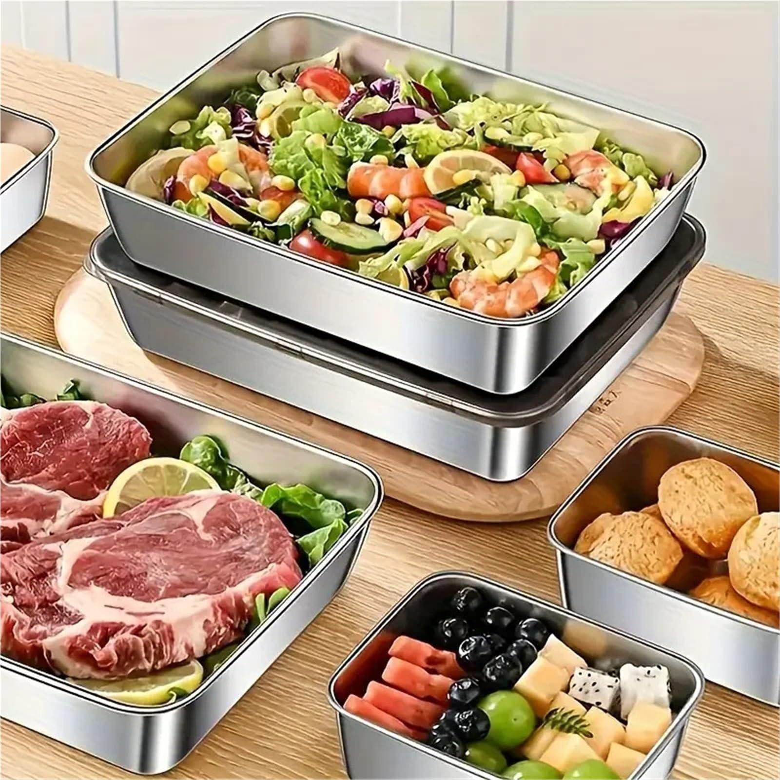 Contenitore In Acciaio Inossidabile Con Piastra Da 6 Pezzi Per Il Cibo