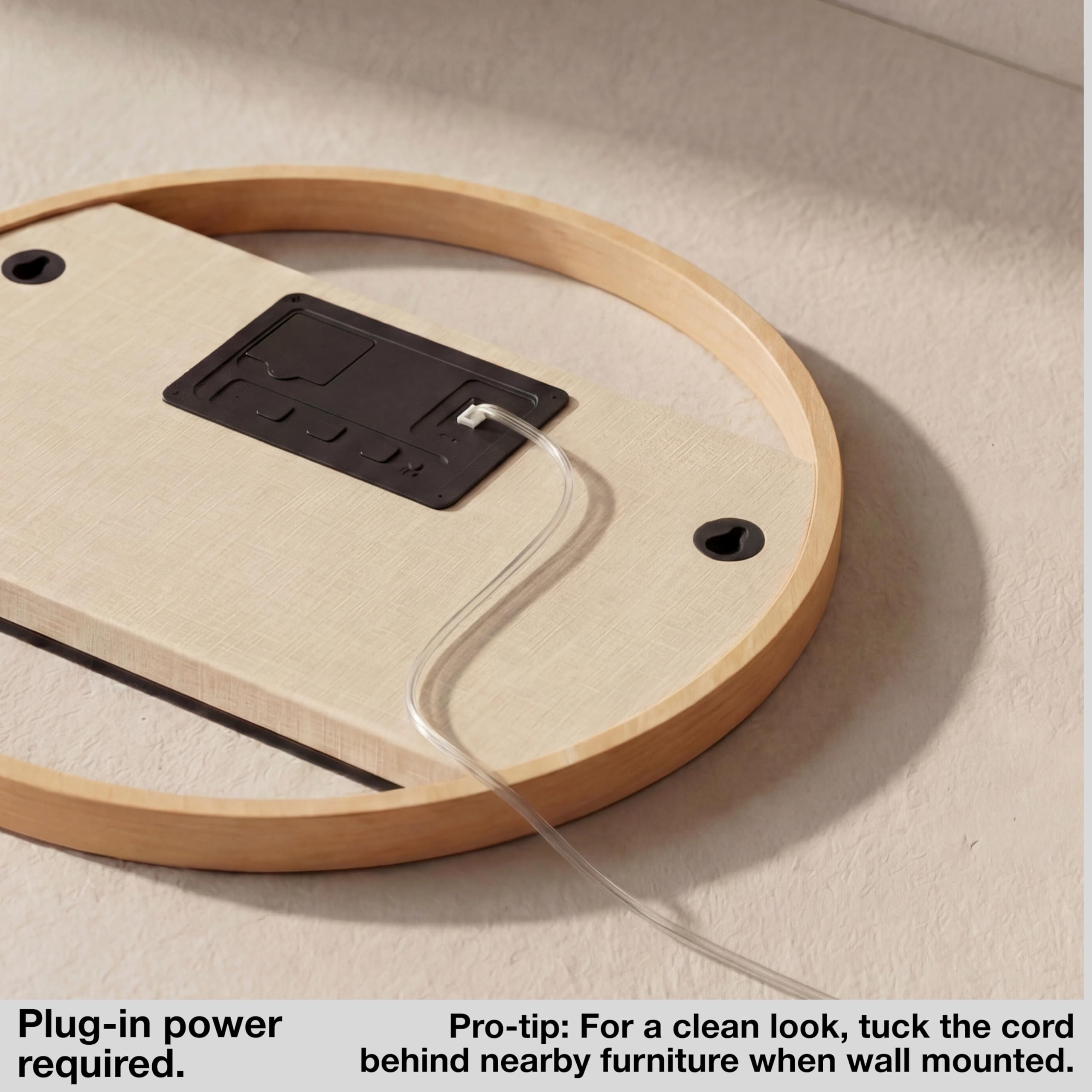 Driini Moderno reloj de pared digital LED, madera de bambú con pantalla de números grandes, día de la semana, hora, temperatura y humedad, decoración estética bohemia para sala de estar o dormitorio,