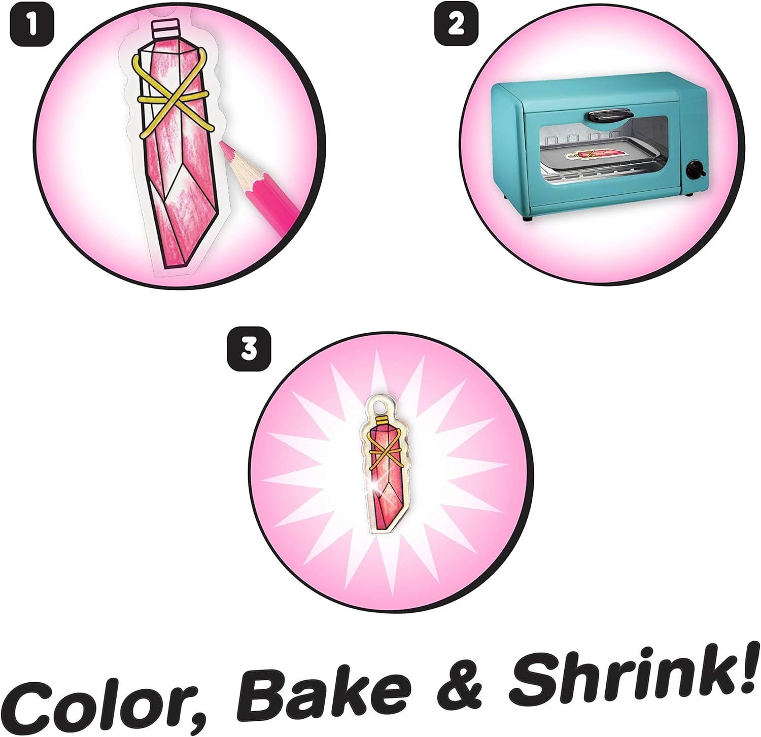 Just Play Shrinky Dinks 68-piece Jewelry Kit, Includes Beads, Barrettes, Elastic String and Earring Hoops, Kids Toys for Ages 5 Up