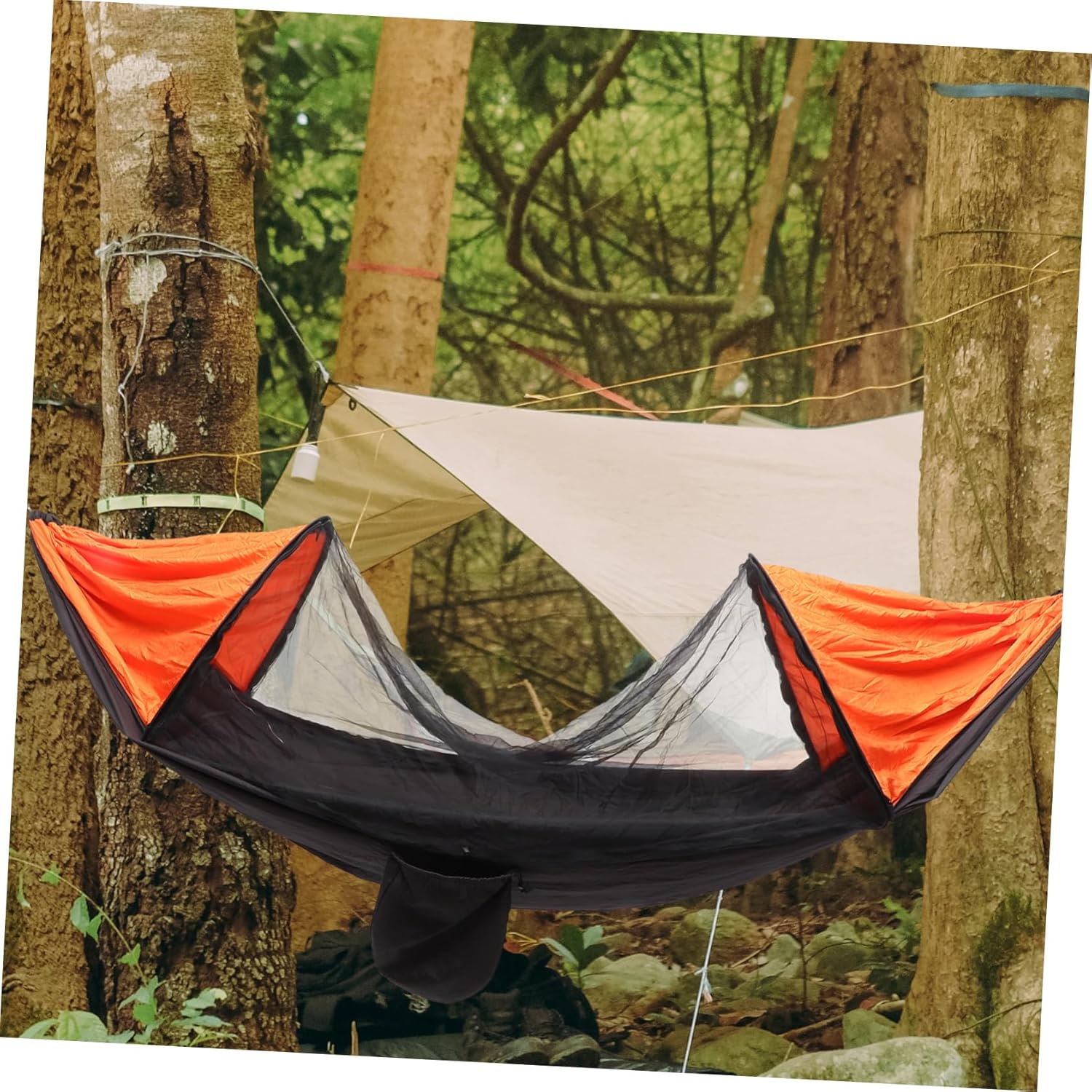 SUPVOX 1pc Portable Multi-Function Suspended Hammock Tent Mosquito Netting for Outdoor Camping Parachute for Hiking Picnics and Relaxation