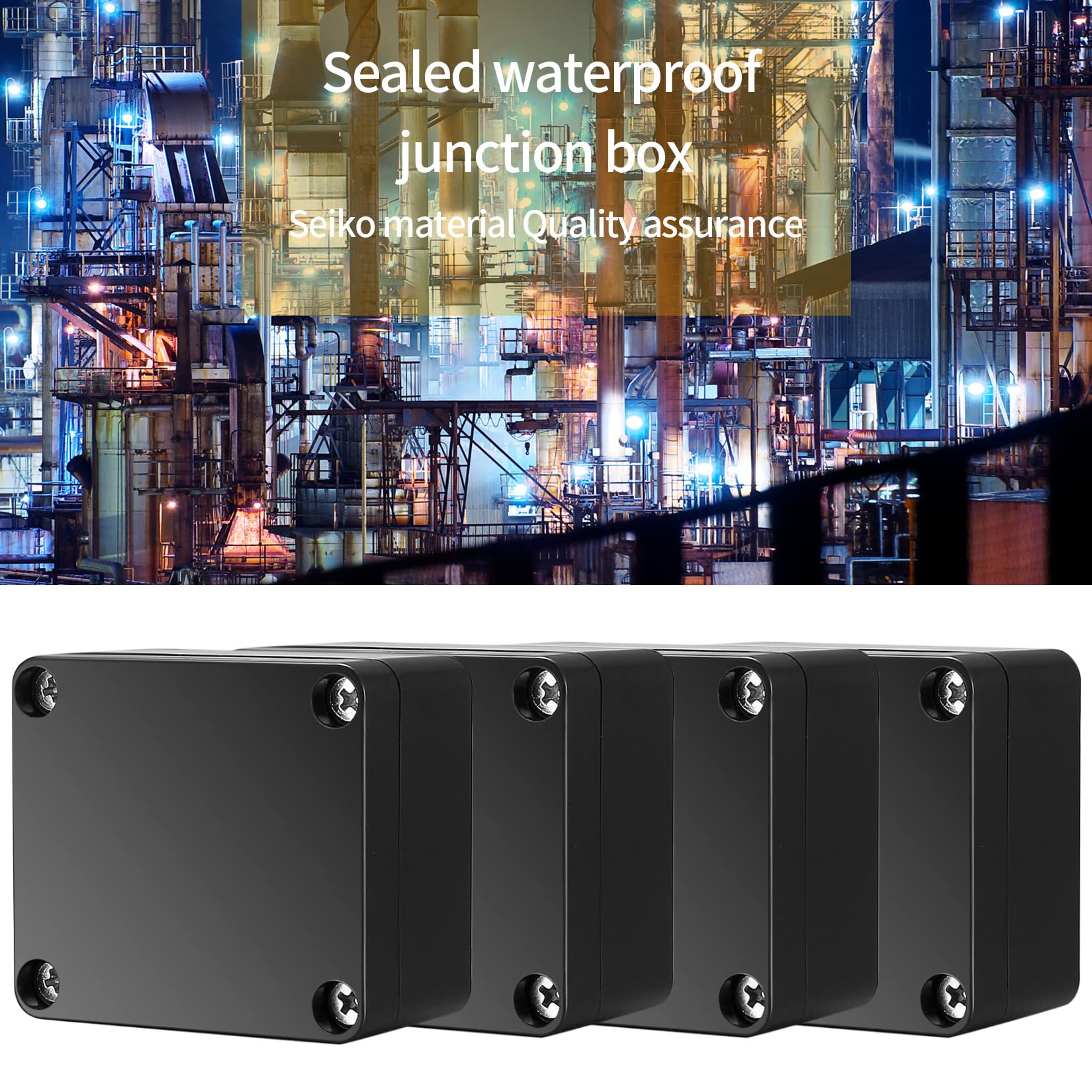 Fulushouxi Verdeeldozen, 4 Stuks, Waterdichtheid IP65, Verdeeldoos Voor Buiten Elektronische Projectbox Elektrische Accessoires Behuizing Kunststof Zwart 63 X 58 35 Mm 683502505