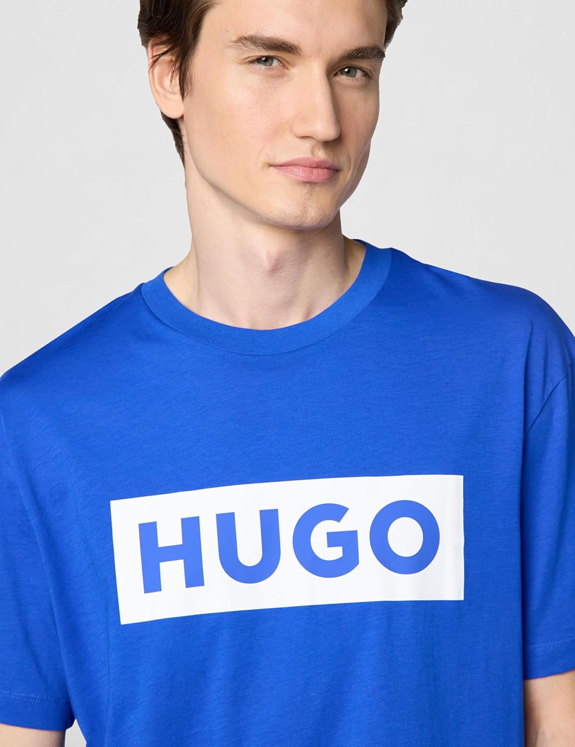 Hugo Mens Logo Stripe Cotton Crew Neck T-Shirt - Image 3