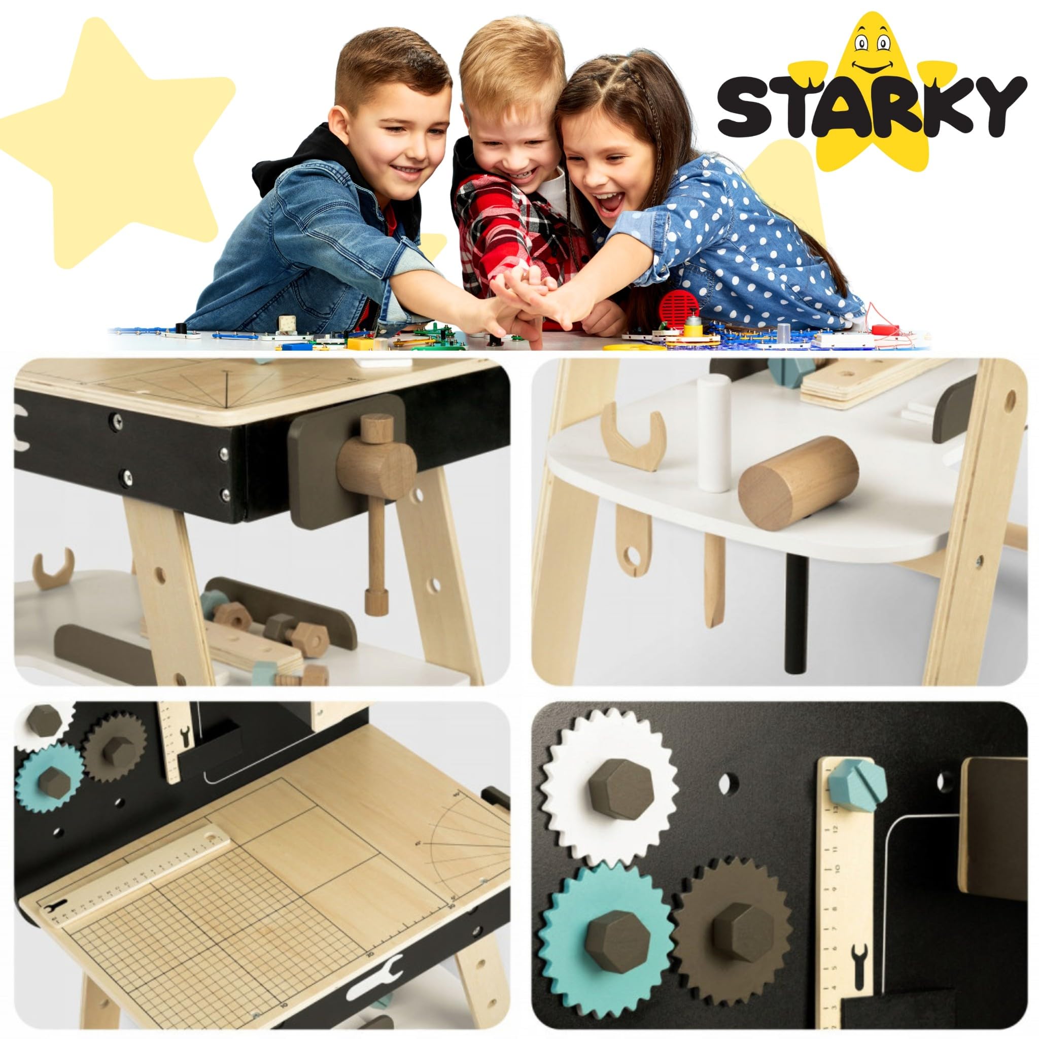ZOLTA Kinder Werkbank aus Holz mit Werkzeug Set Spielzeug ab 3 Jahre Montessori Lernspielzeug Werkstatt mit Tafel Schrauben Zubehör für Jungen und Mädchen Motorikspielzeug Geschenk ab 3 4 5 Jahre
