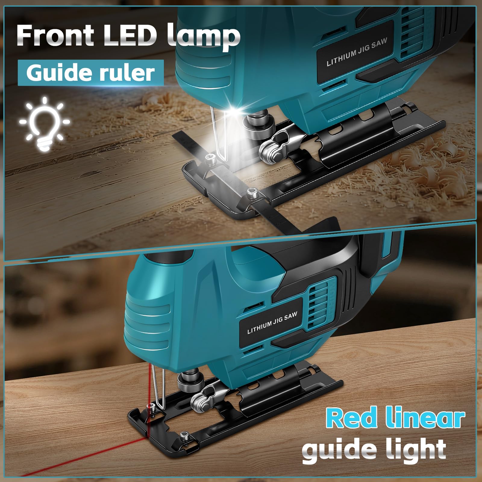 Sierra de Calar con Guía Láser para Makita 18V (sin Batería) | 450W, Sierra de Calar sin Escobillas, Inclinación 45°, Corte 55 mm, 10 Hojas y Maletín