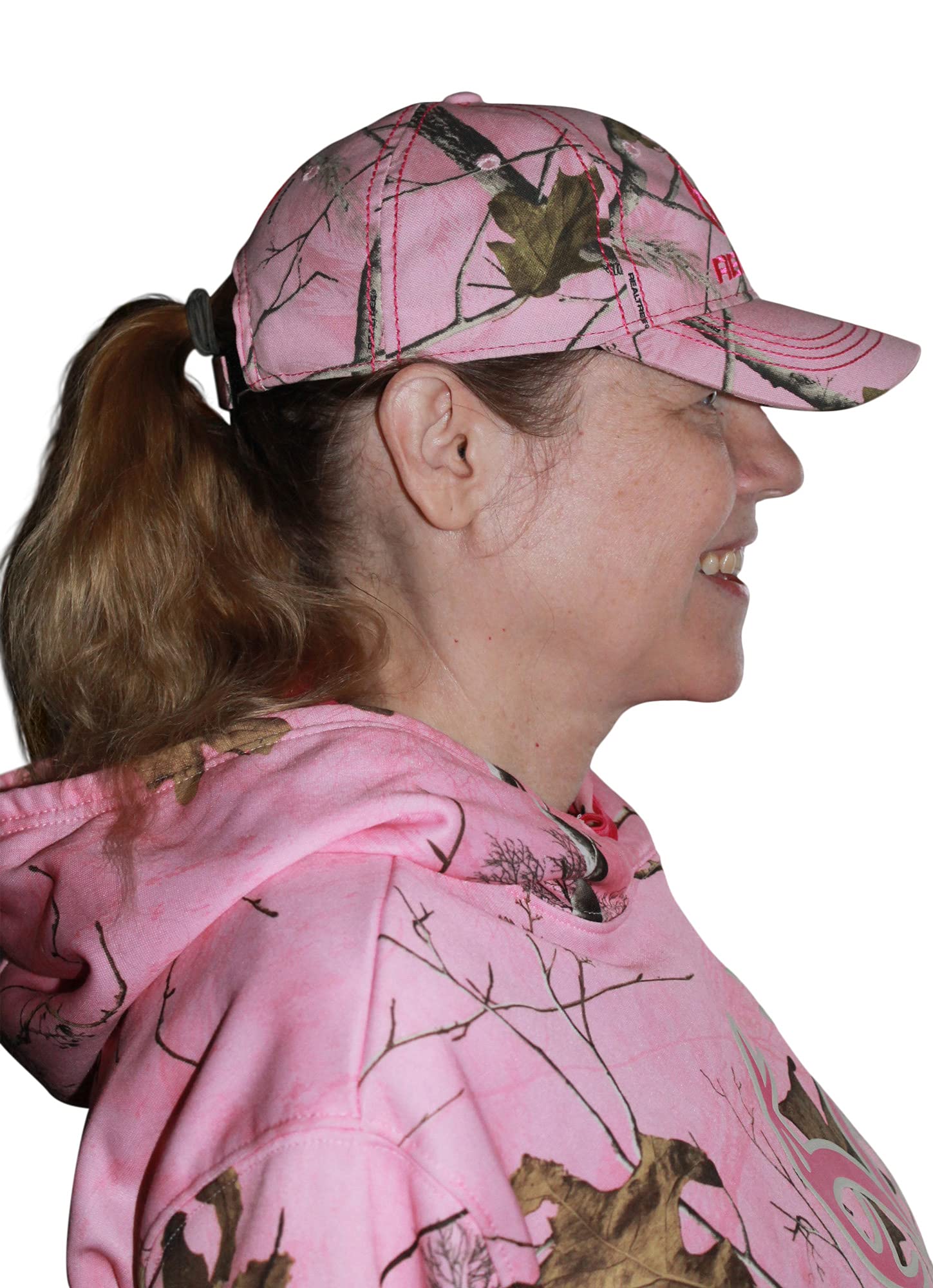 Realtree AP Damenmütze mit pinkem Camouflage-Logo, Schweißband, Stickerei, Klettverschluss hinten, leicht strukturiert, Ap Pink, Einheitsgröße