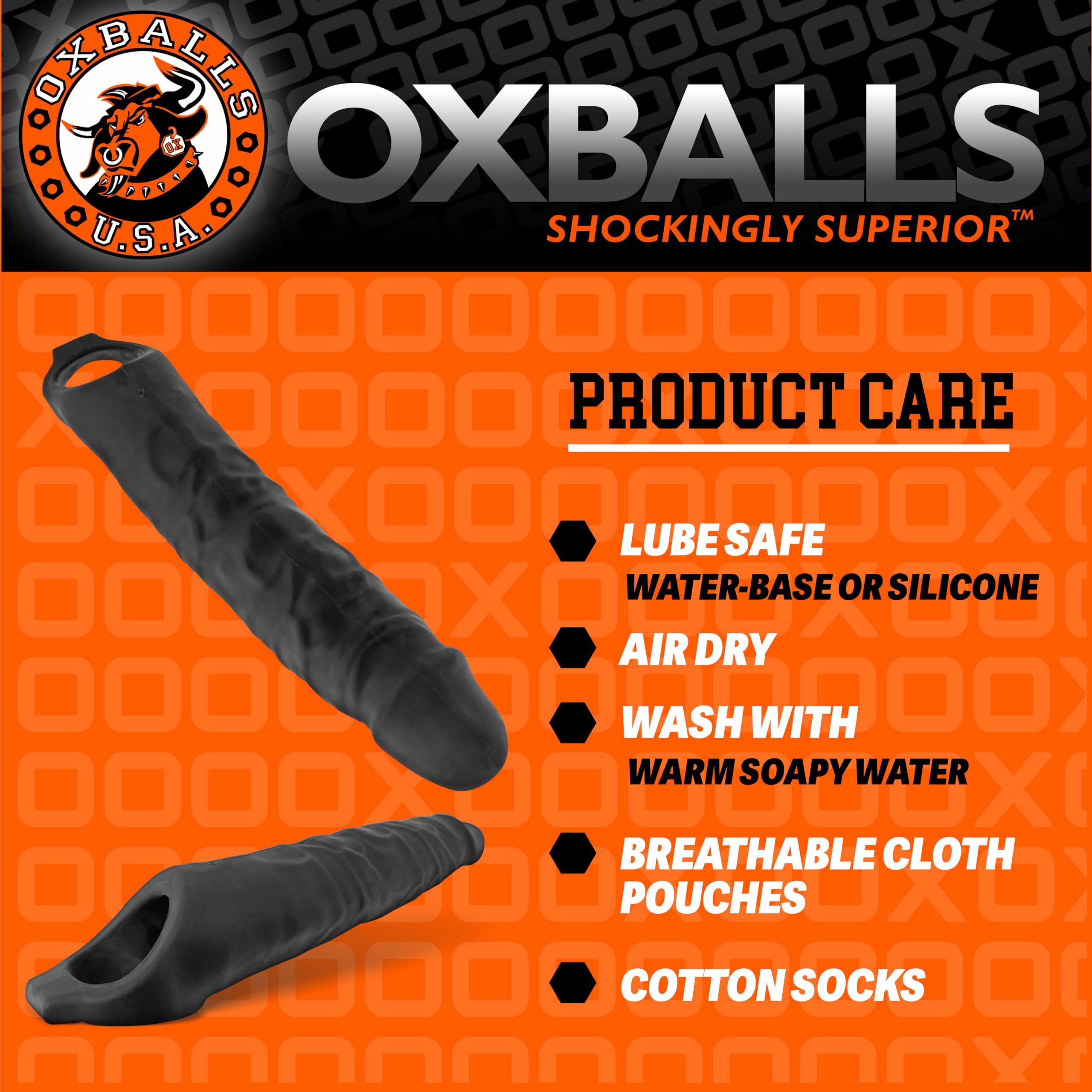 Oxballs Funda de gallo de serpiente de alcance profundo - hielo negro: experimenta una penetración profunda y un placer sensacional