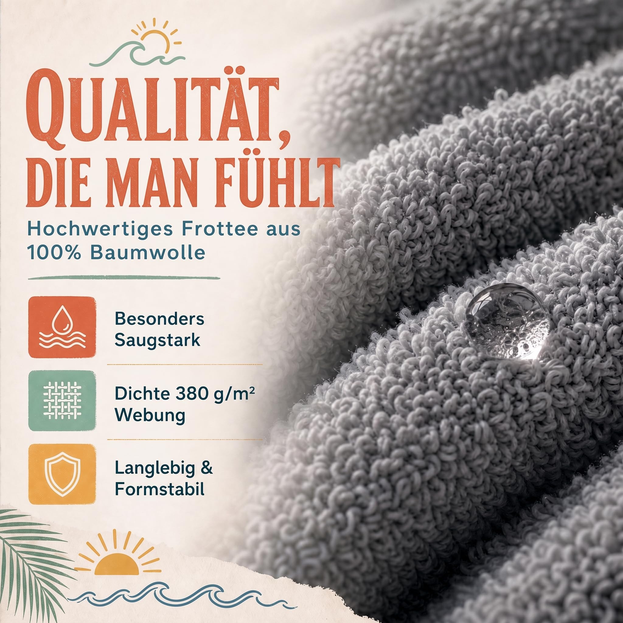 Strandponcho für Damen, Herren & Kinder – Badeponcho aus 100% Baumwolle, Surfponcho zum Umziehen mit Kapuze & Tasche für Strand, Sauna & Pool, Dunkelgrau, S/M
