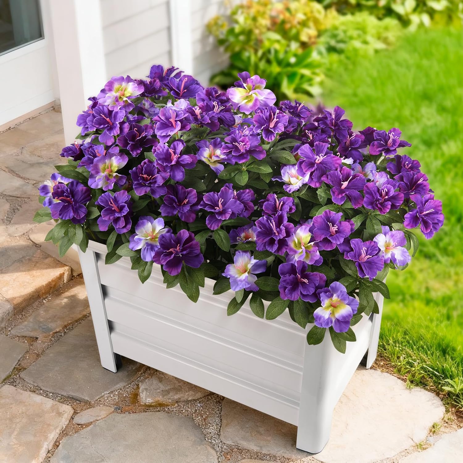 Artificial Fake Flowers for Outdoor, 8 Bundles Faux Plants Silk Flowers Spring Decoration UV Resistant No Fade Plastic Flowers for Outside Planters Home Porch Patio Yard Garden Decor - Image 7