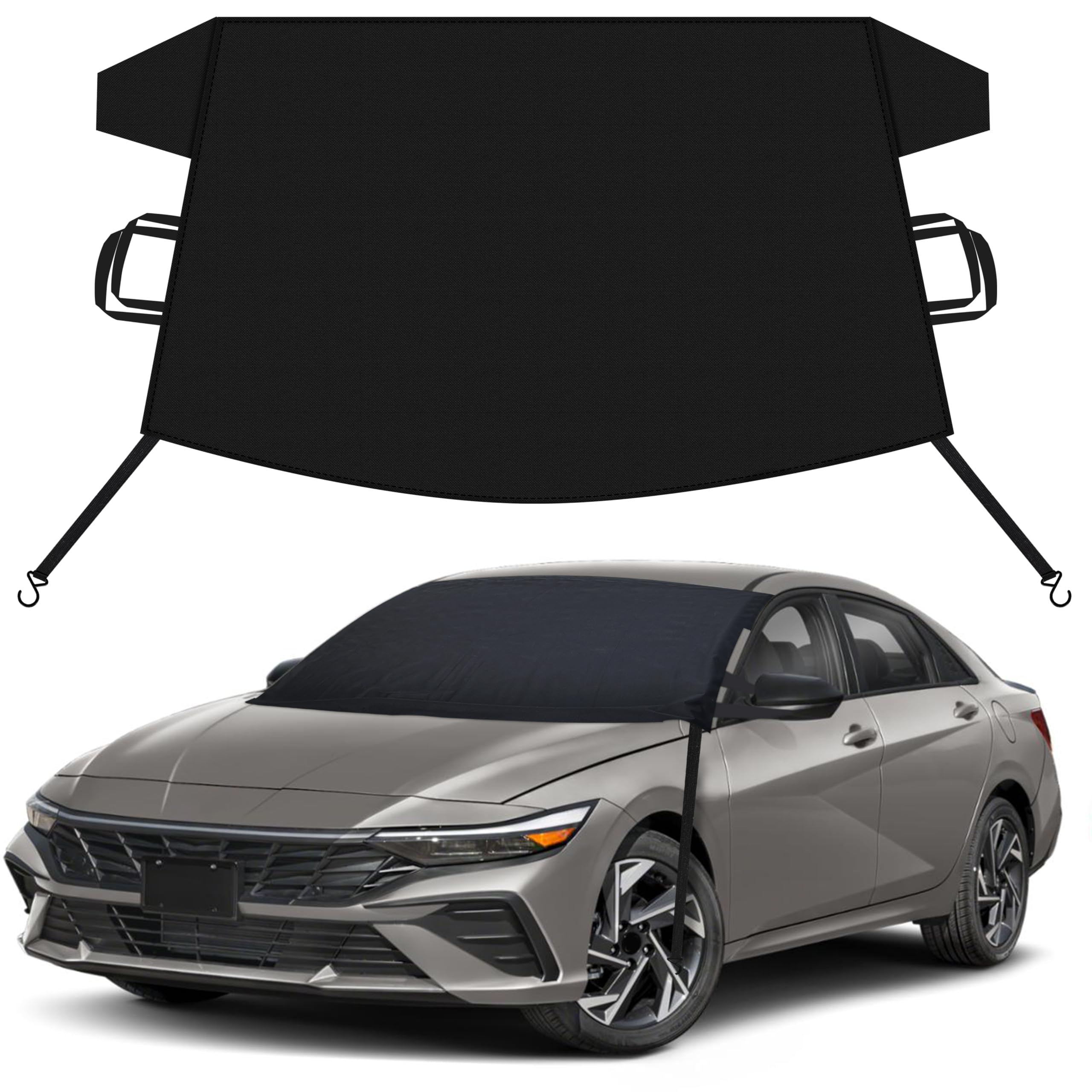 EcoNour Car Snow Cover Compatible for Hyundai Elantra | Windshield Cover for Ice and Snow with S-Hook Straps | Heavy-Duty 600D Oxford Winter Car Cover, Waterproof &amp; Anti-Slip